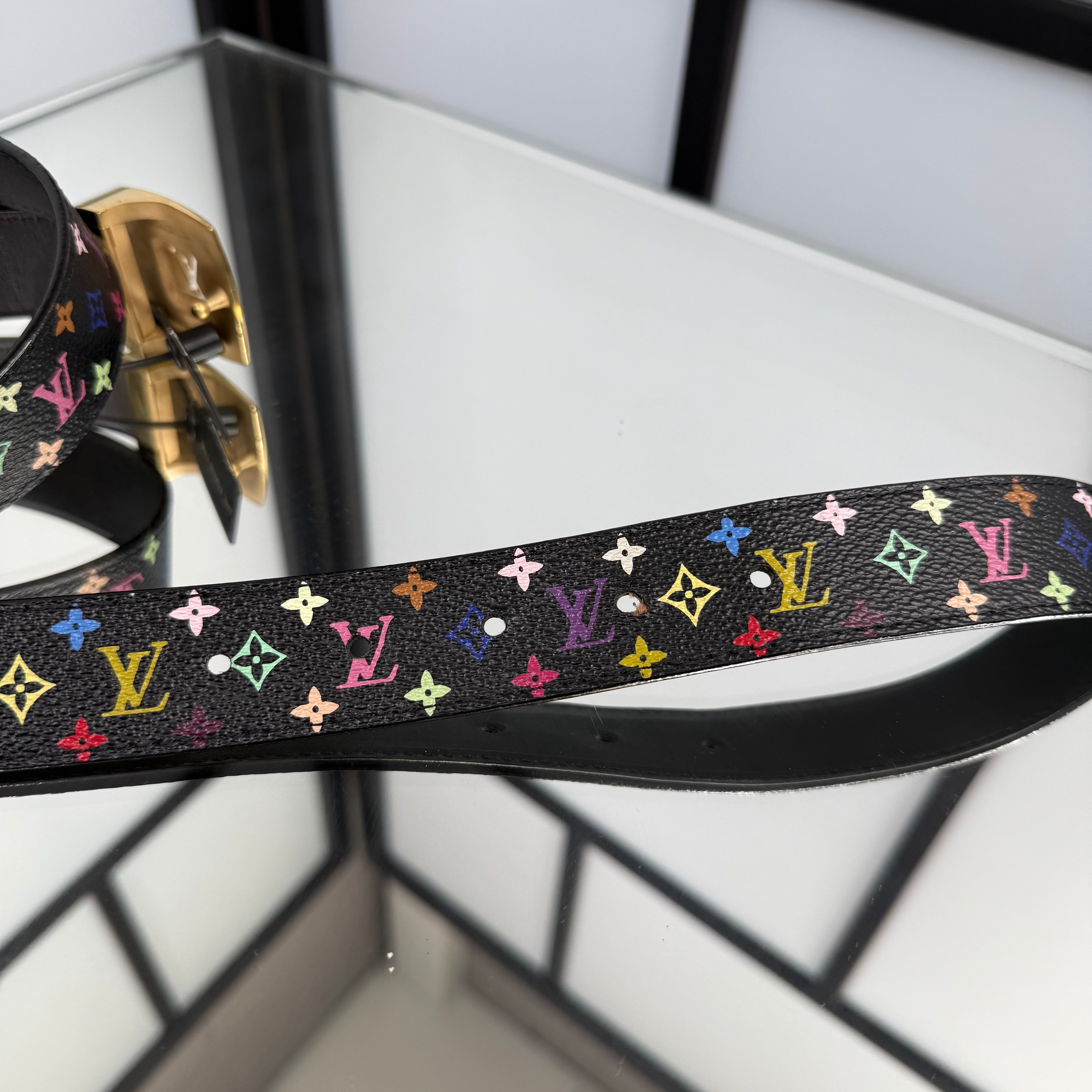 Louis Vuitton Takashi Murakami Black Belt Size 32