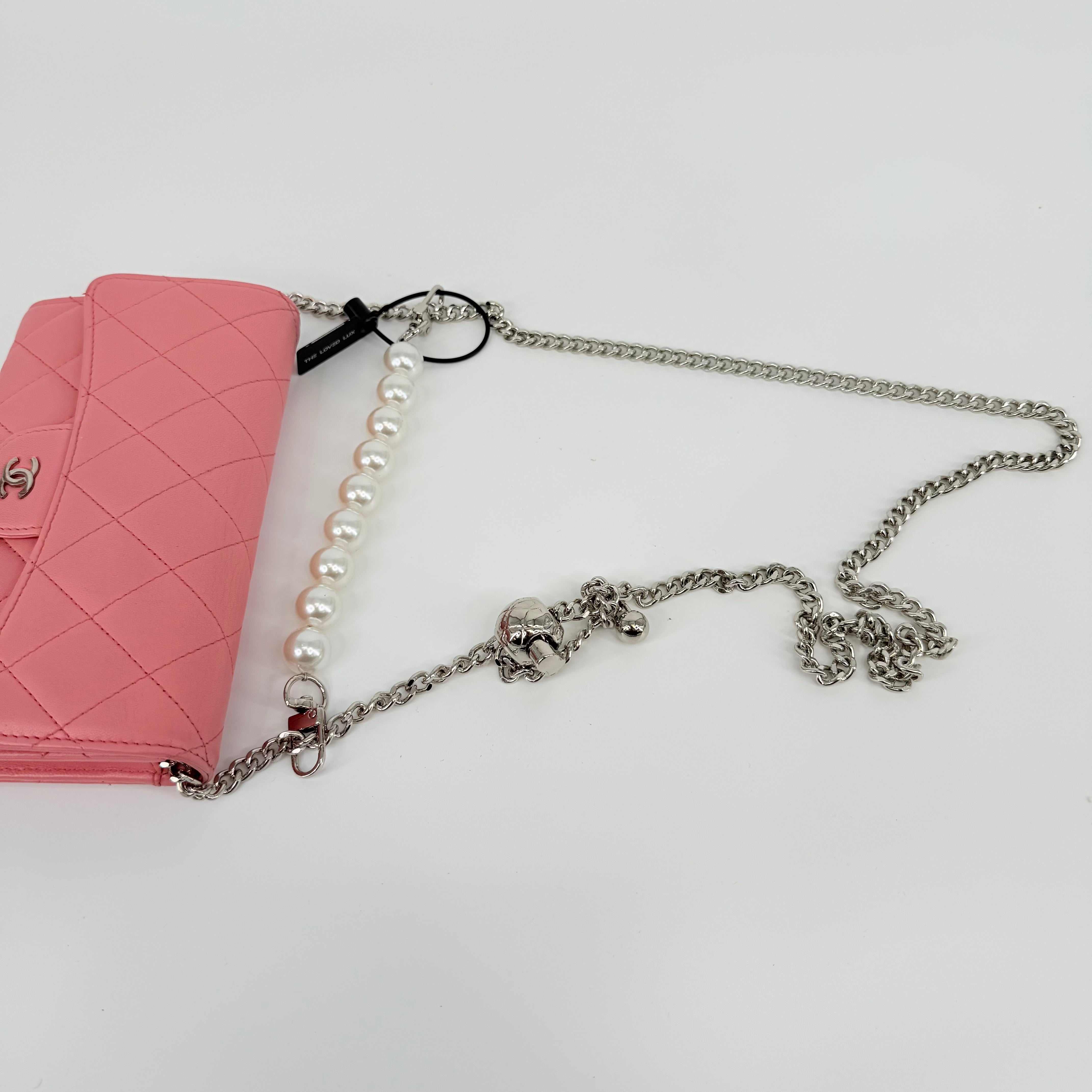 CHANEL CC Portafogli Clutch Wallet On Chain Pelle Rosa Pink