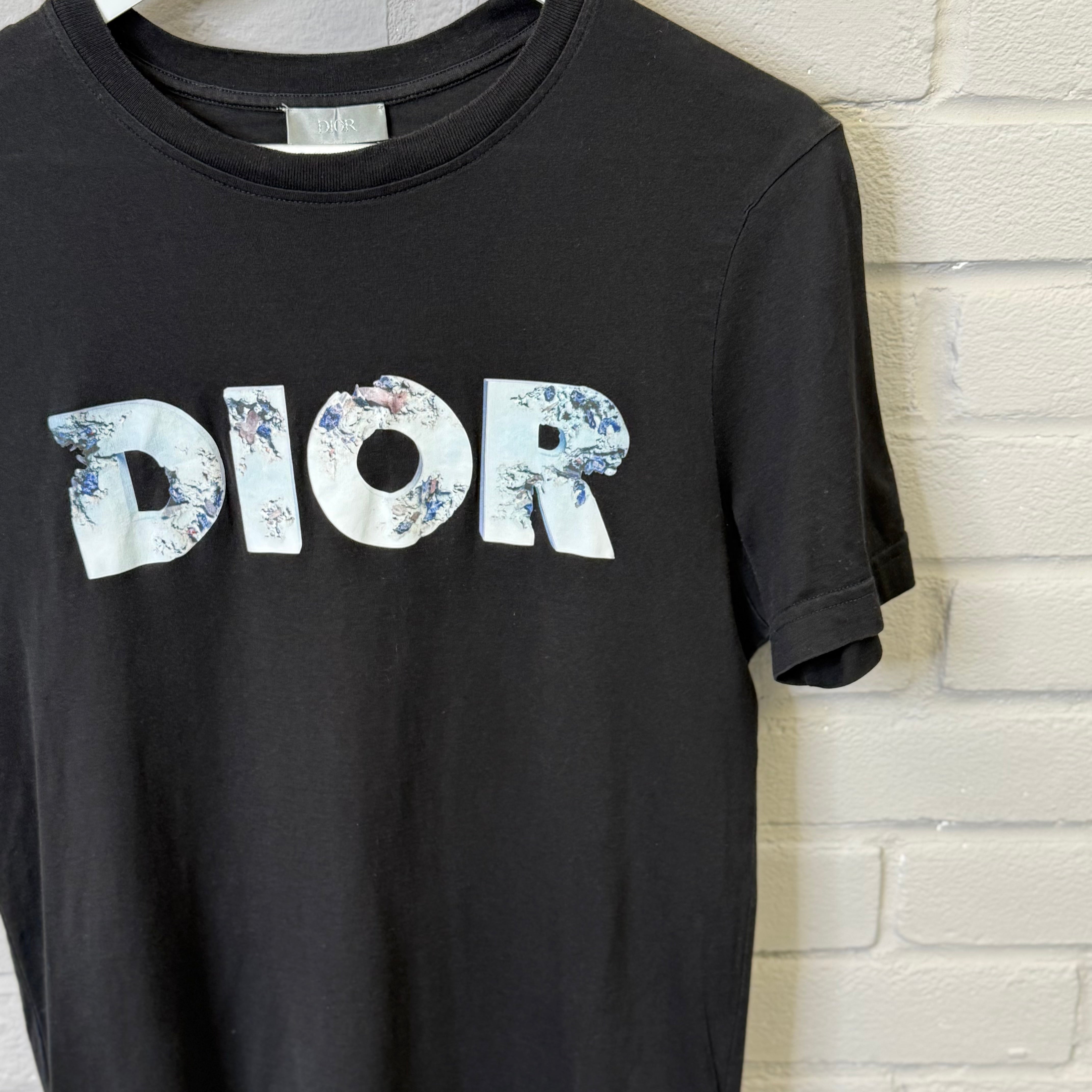 DIOR x Daniel Arsham Enroded 3D Printed Black T-Shirt Size Medium