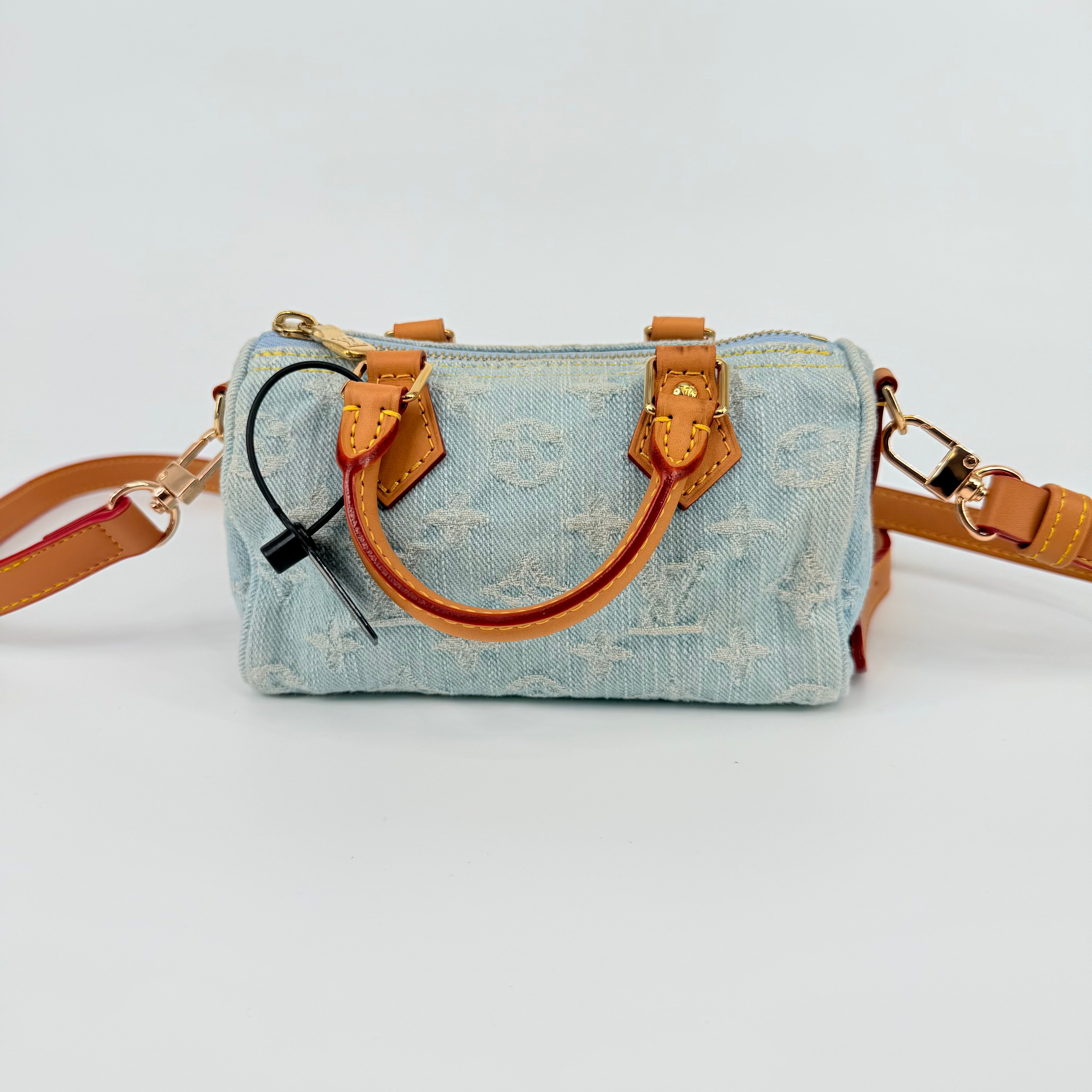 Louis Vuitton Denim Sky Blue Nano Speedy 16 With Strap