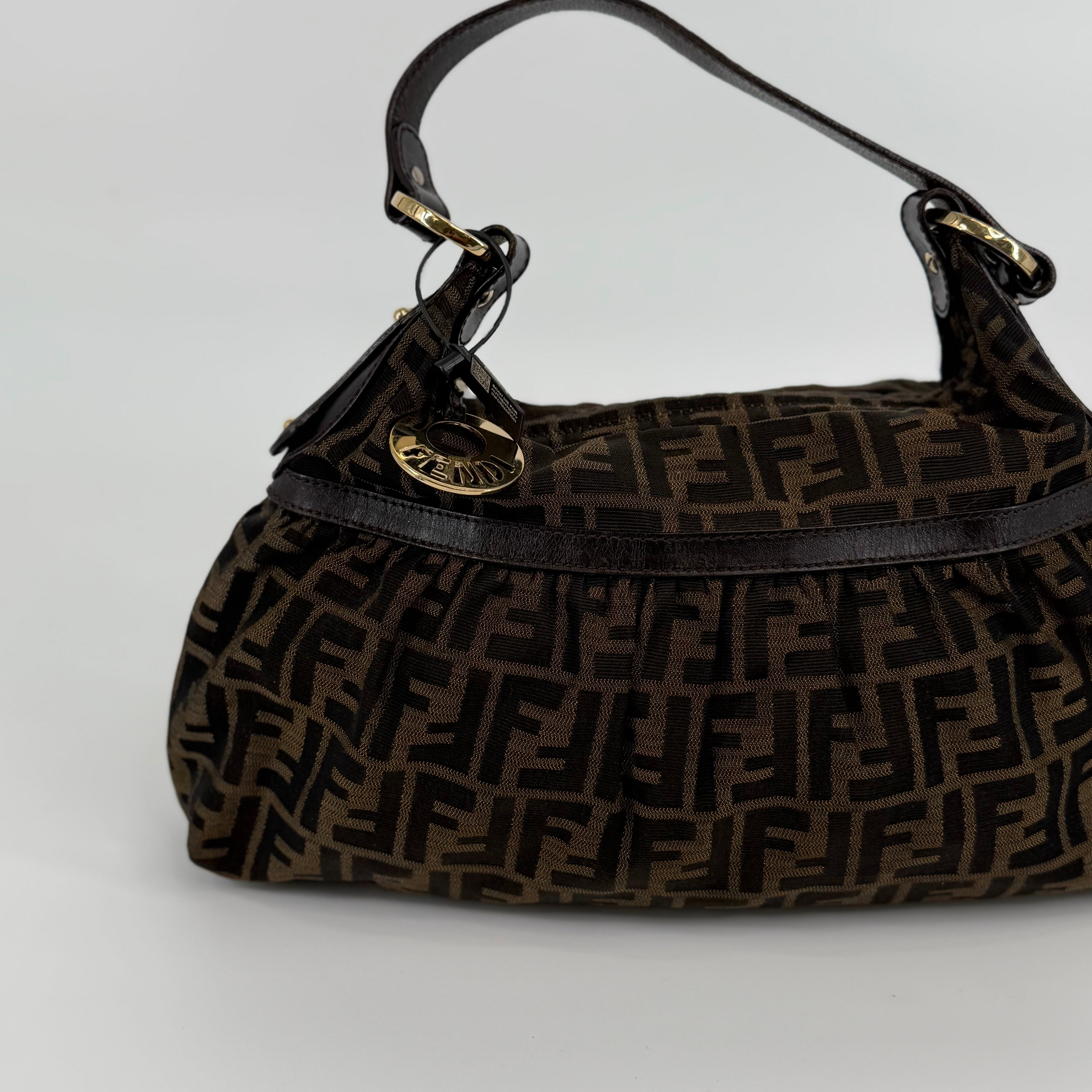 FENDI Brown Chef Zucca Logo Jacquard Handbag