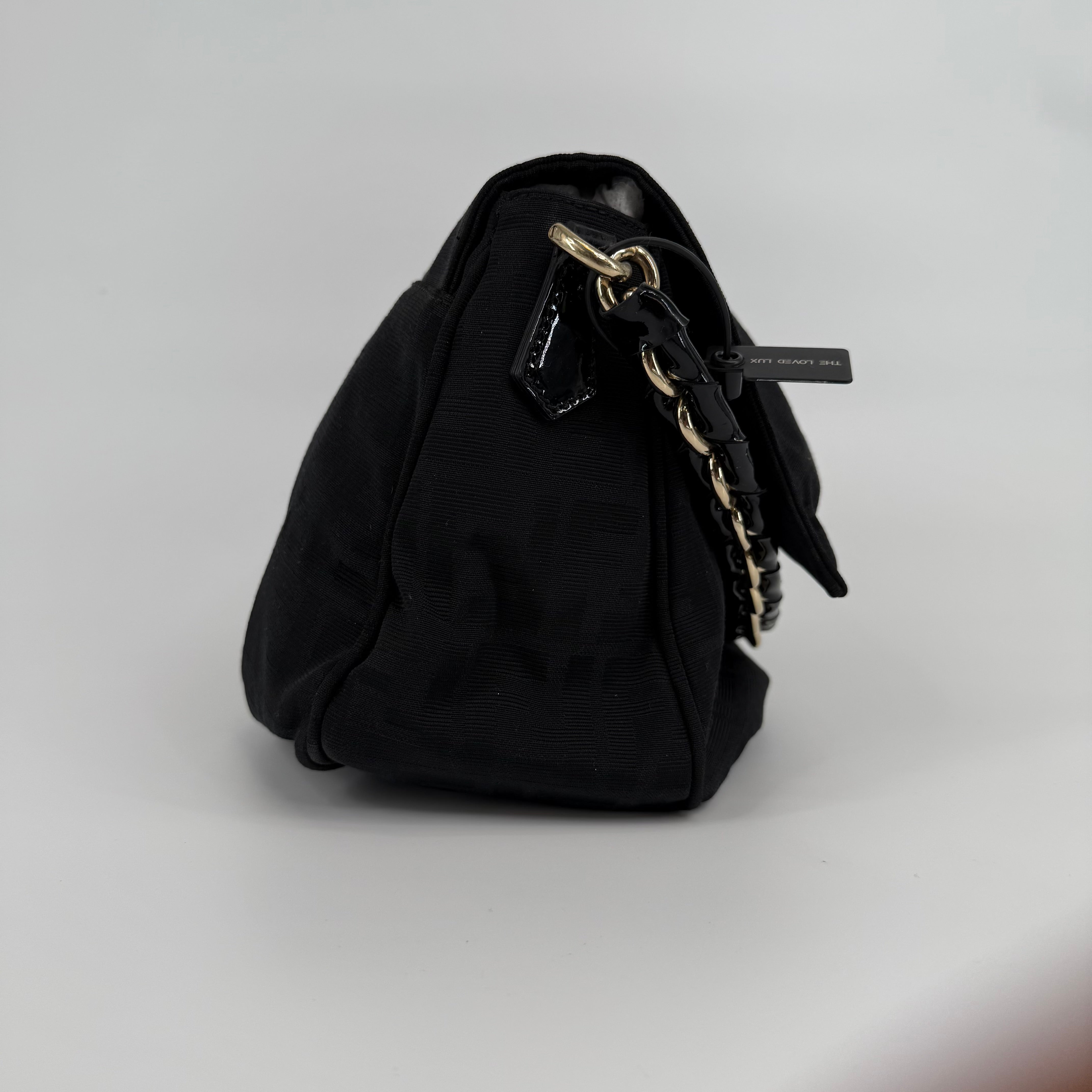 FENDI Black Zucca Mia Flap Handbag