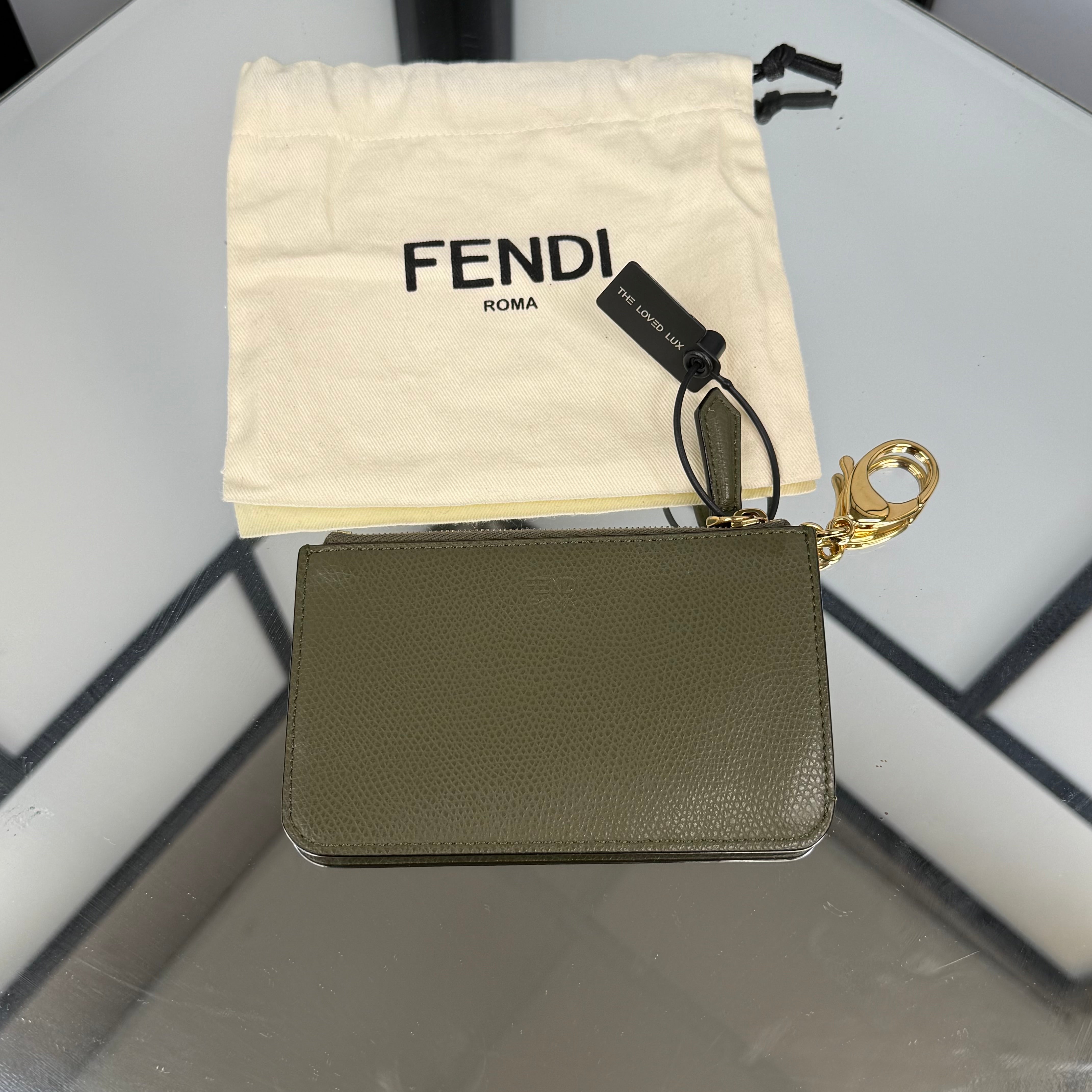 FENDI Khaki Green Coin Pouch