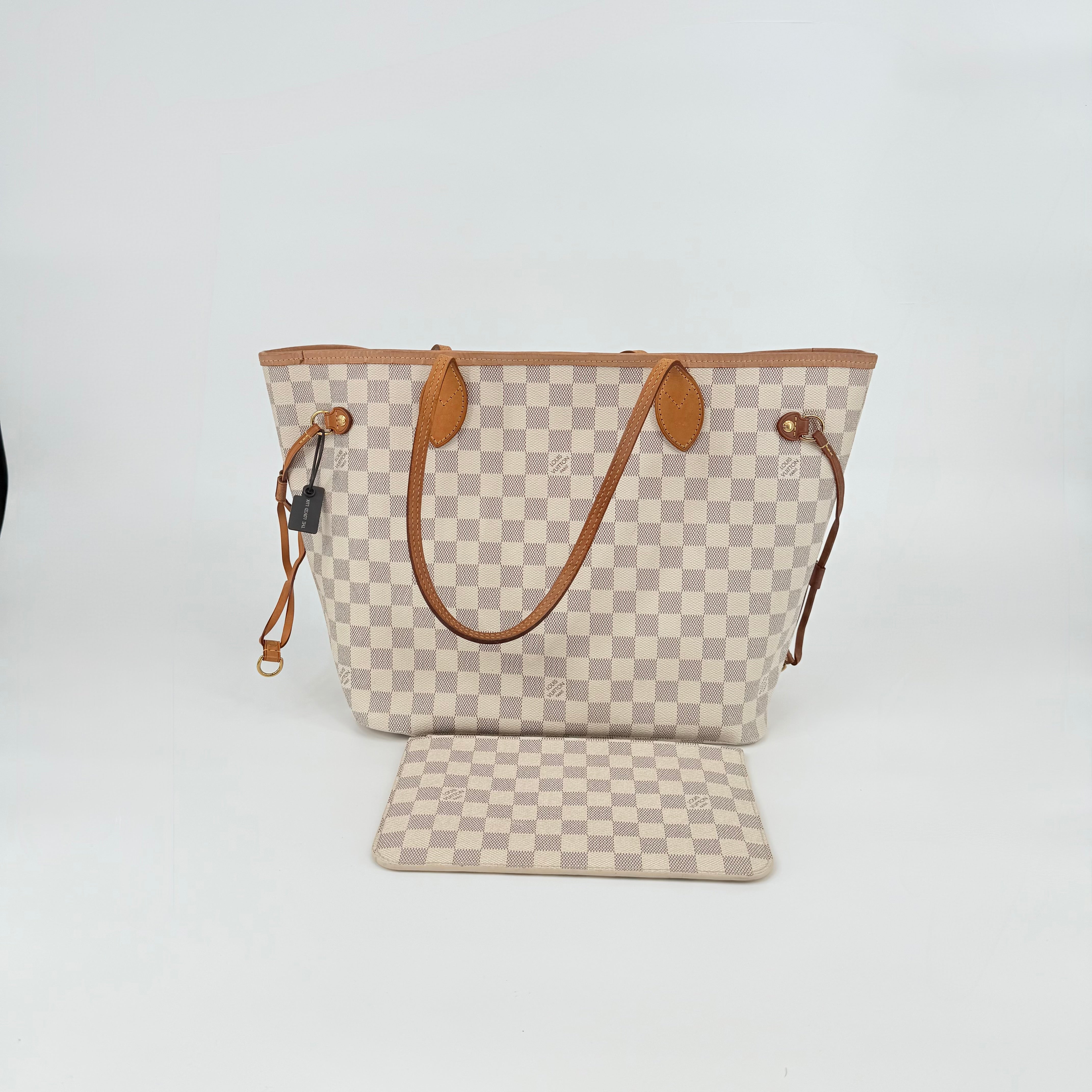 Louis Vuitton Damier Azur Pink Interior Neverfull MM With Pouch