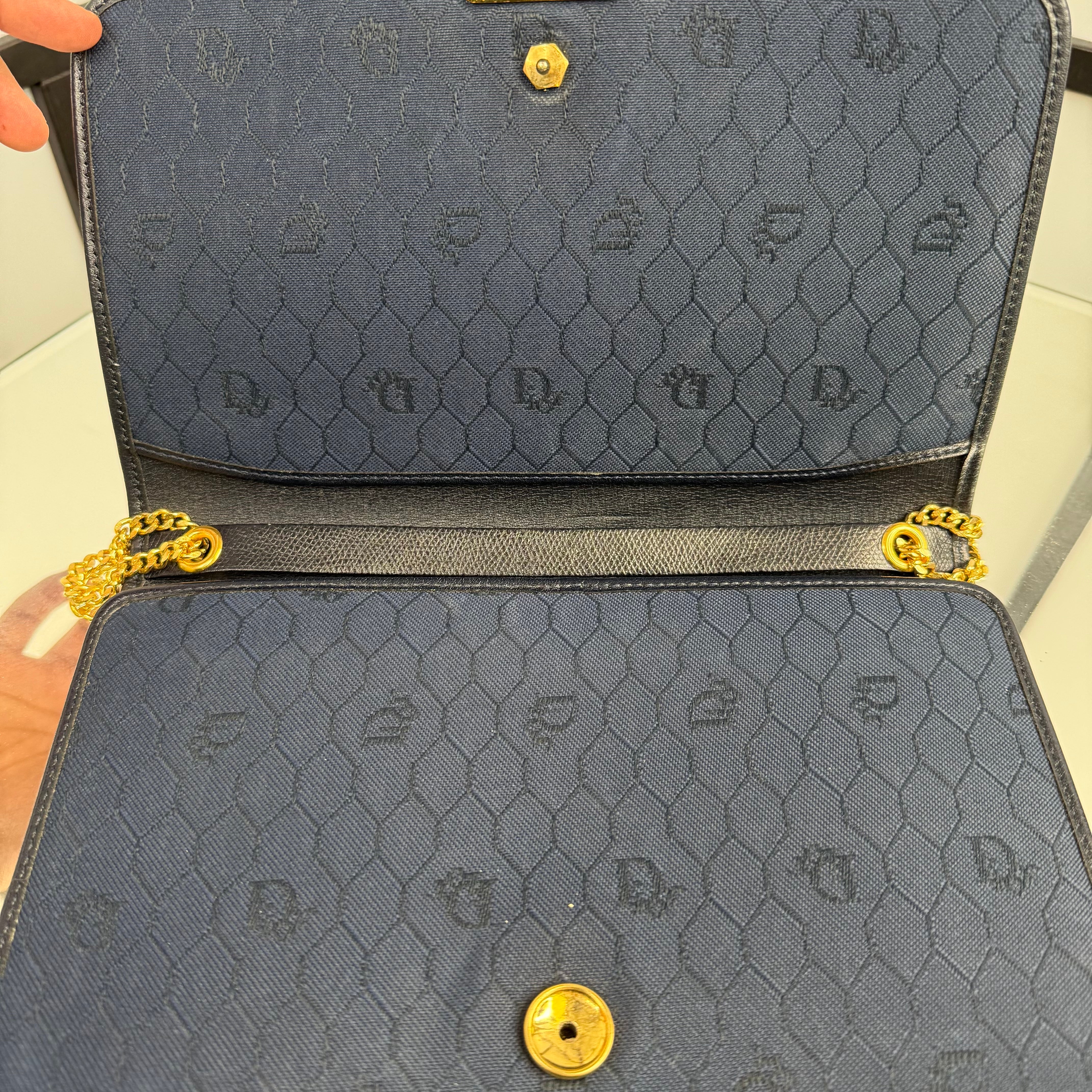 DIOR Monsieur Navy Gold Shoulder Bag Chain