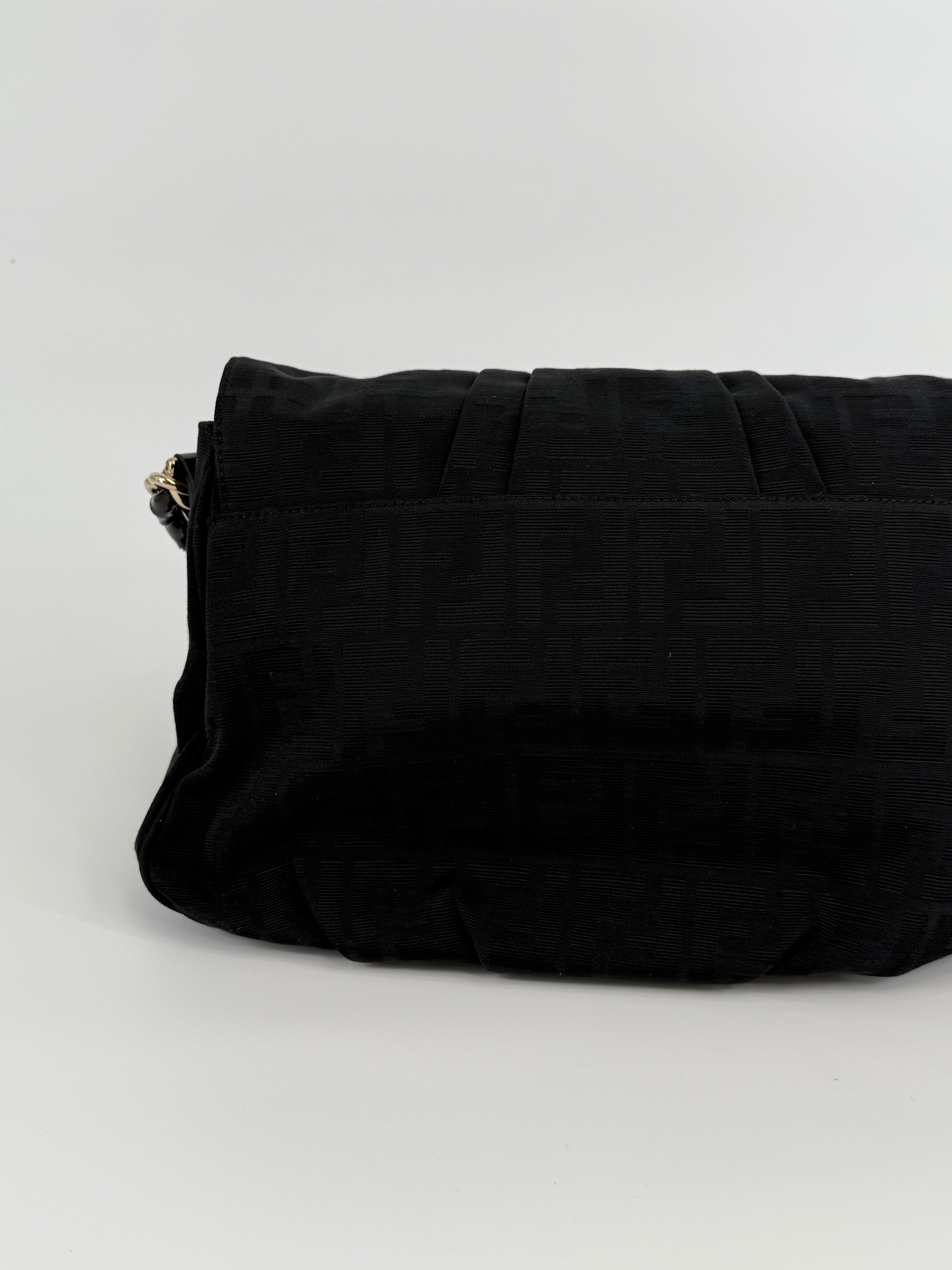 FENDI Black Zucca Mia Flap Handbag