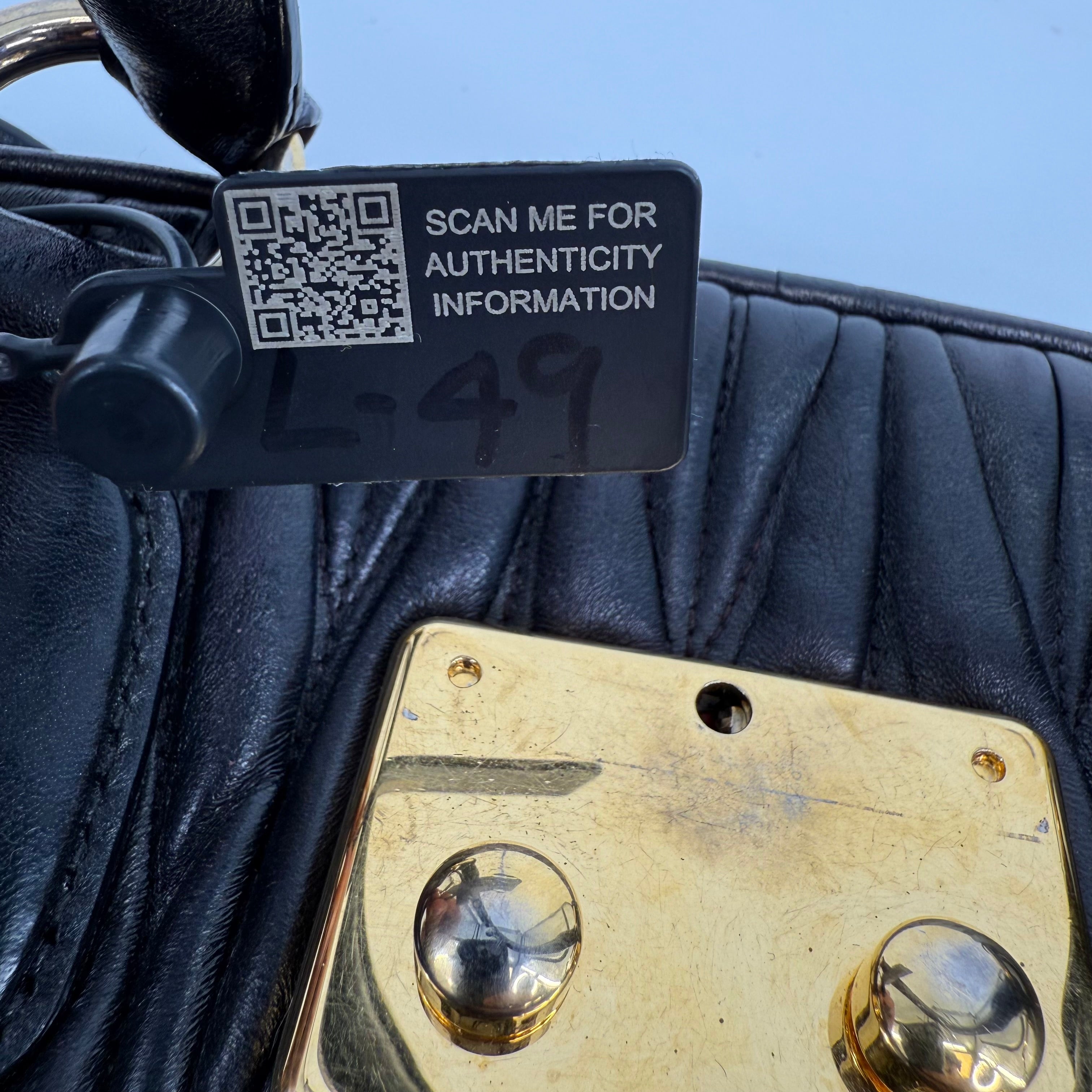 MIU MIU Black Matelassé Bowling Bag Handbag