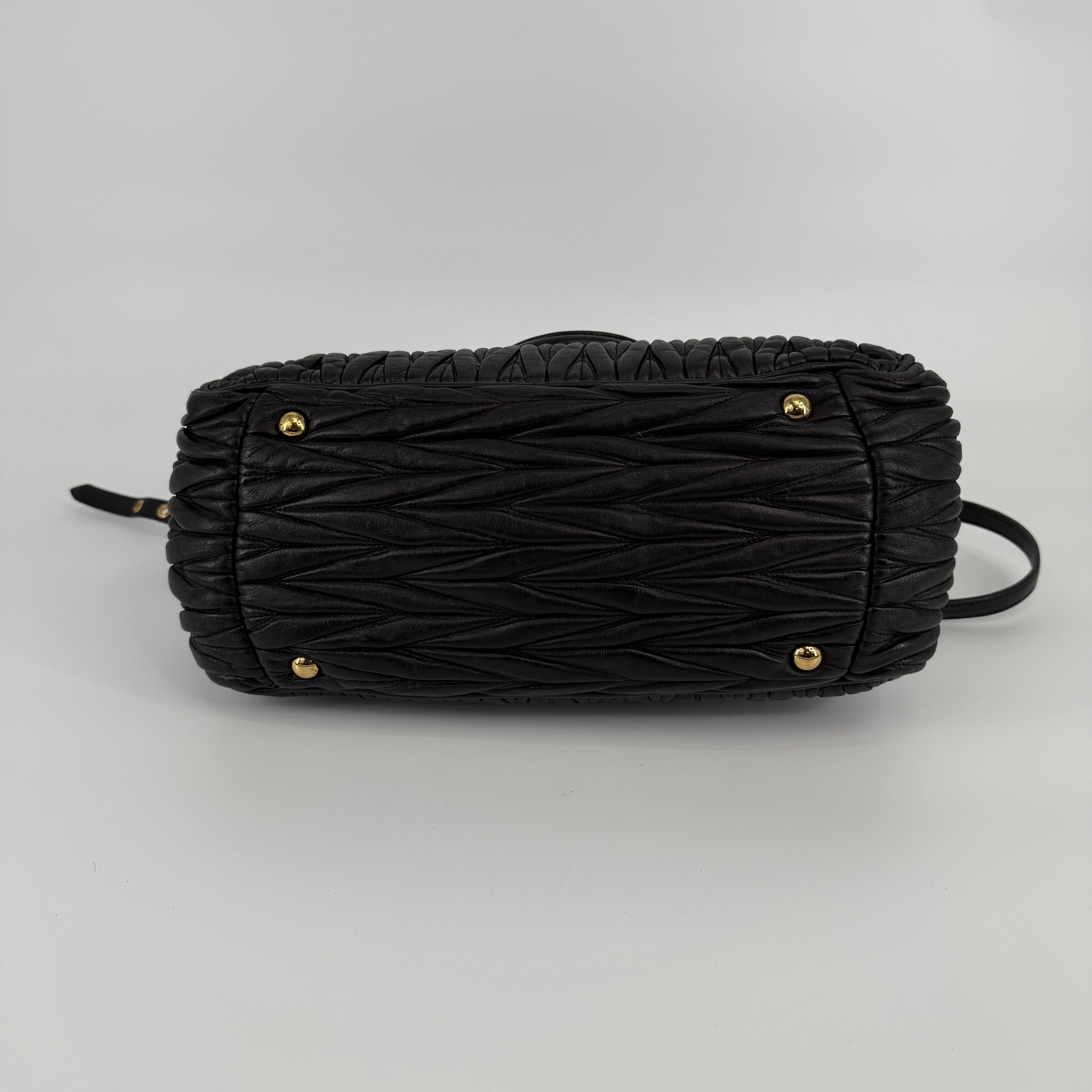 MIU MIU Black Matelassé Bowling Bag Handbag