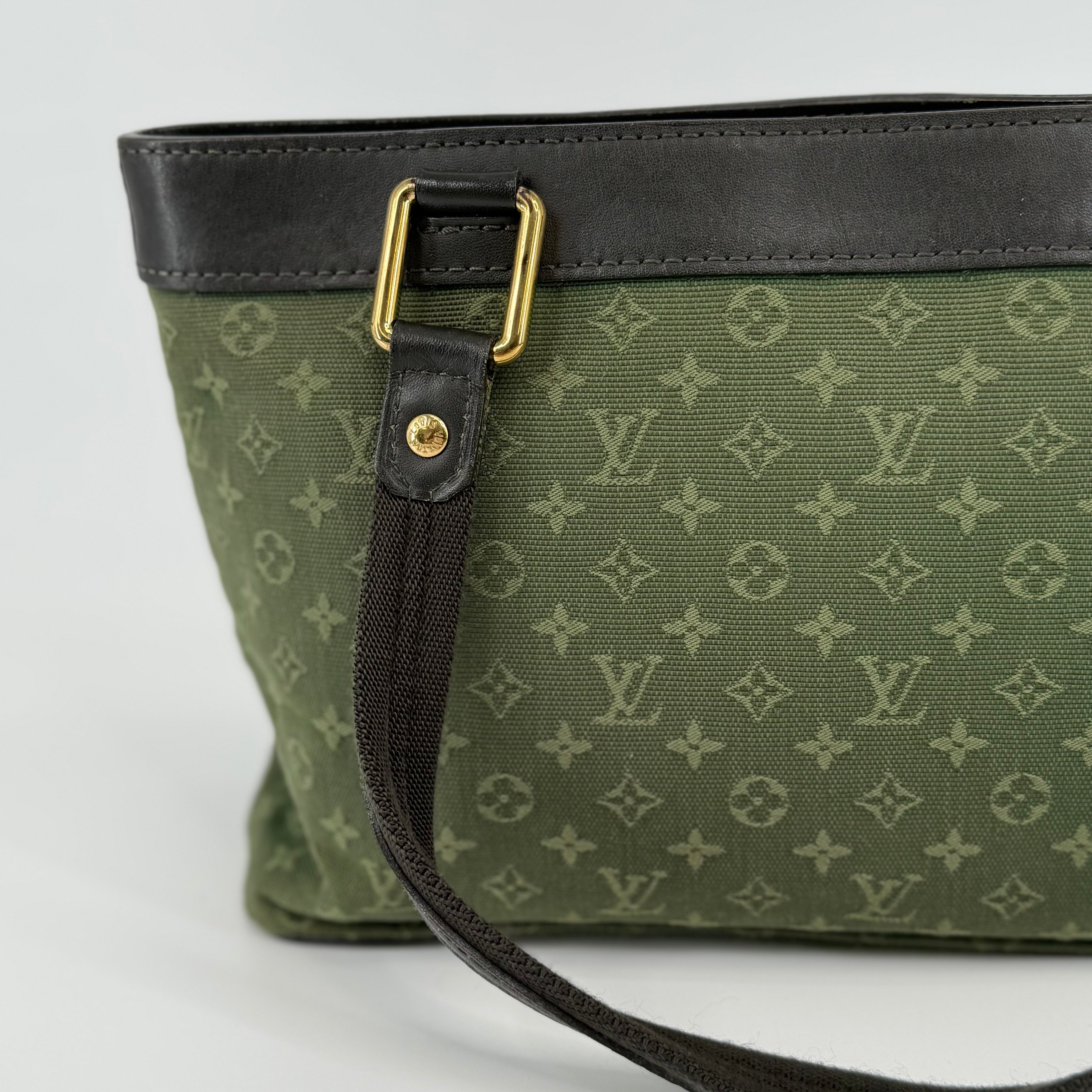 Louis Vuitton Olive Green Denim Monogram Lucille Handbag