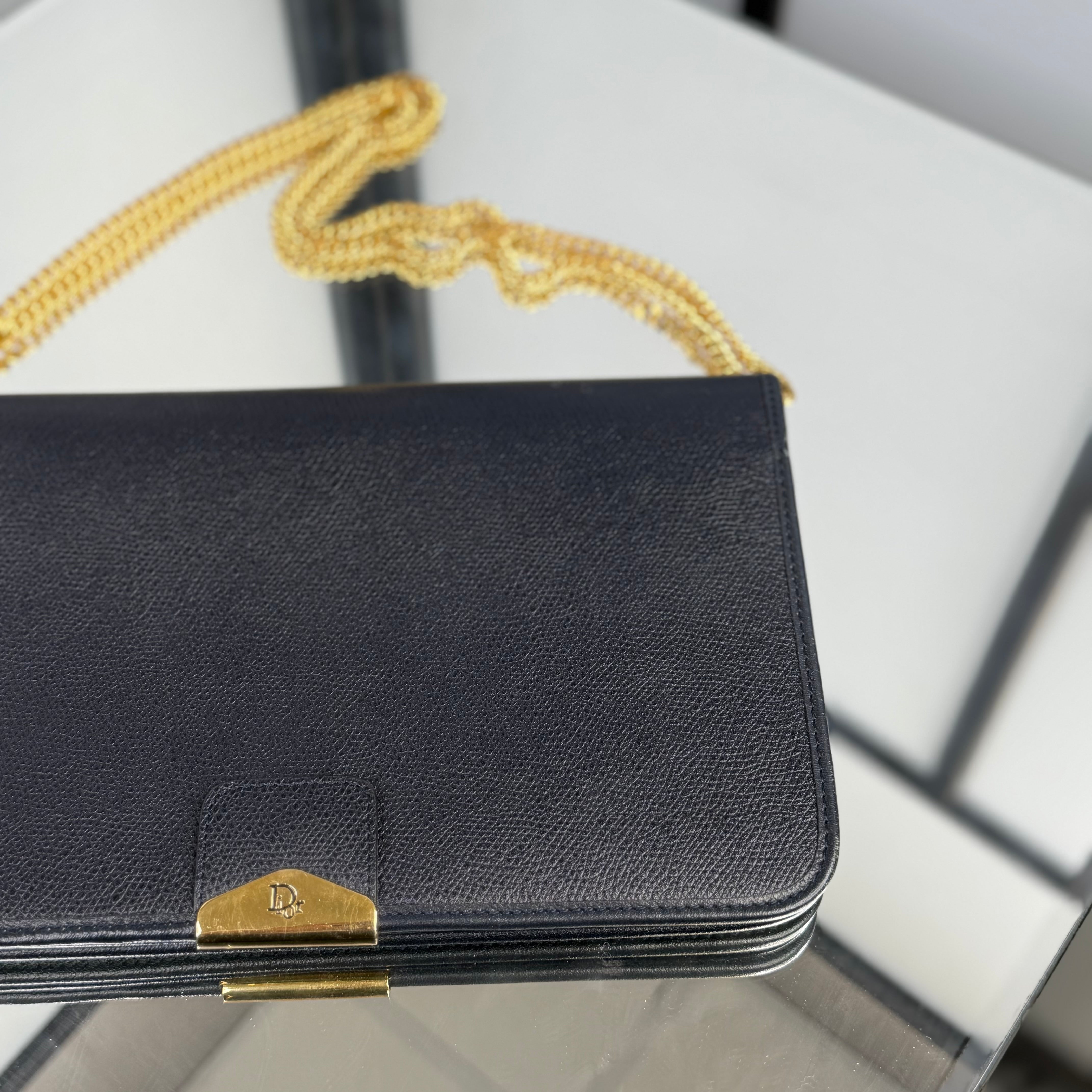 DIOR Monsieur Navy Gold Shoulder Bag Chain