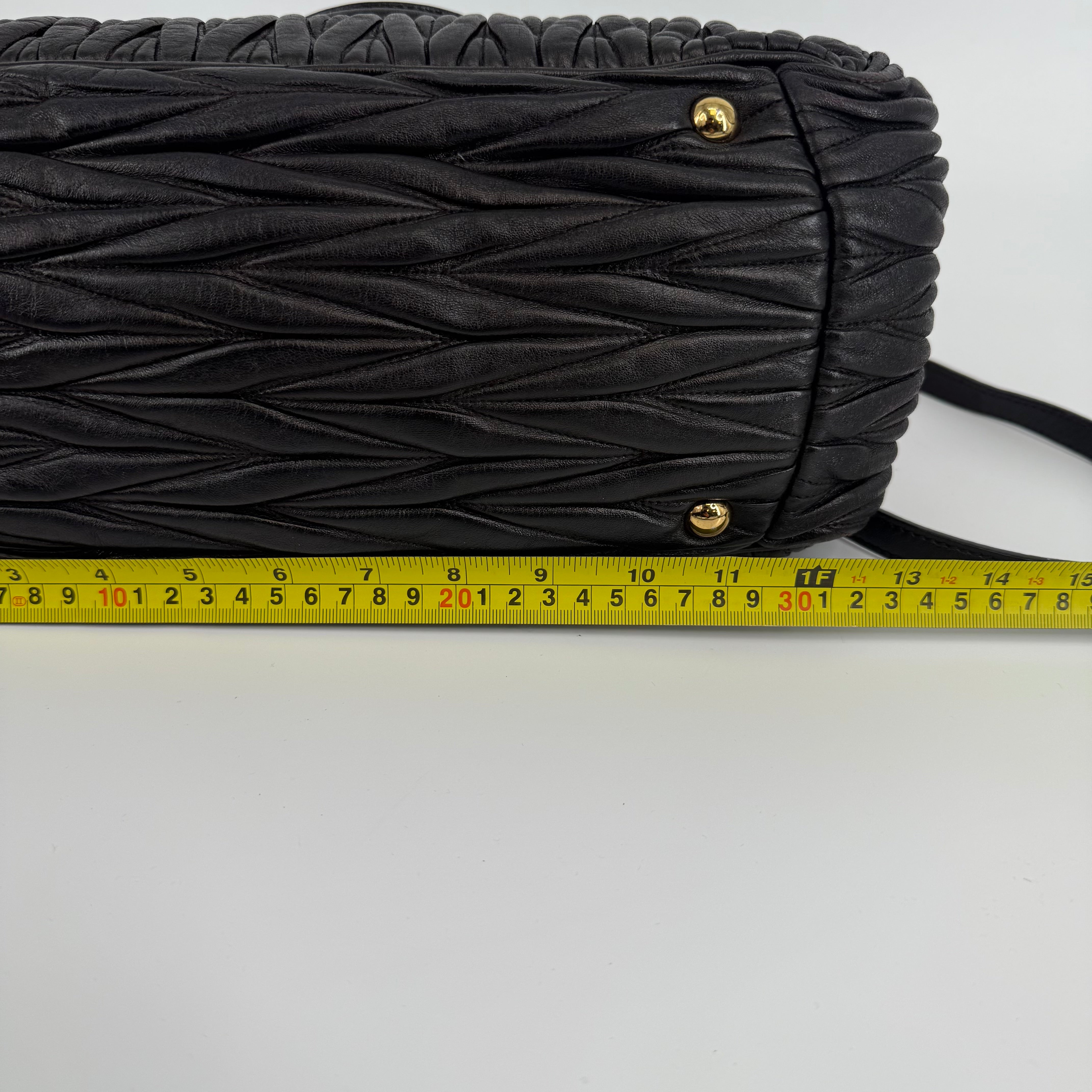 MIU MIU Black Matelassé Bowling Bag Handbag