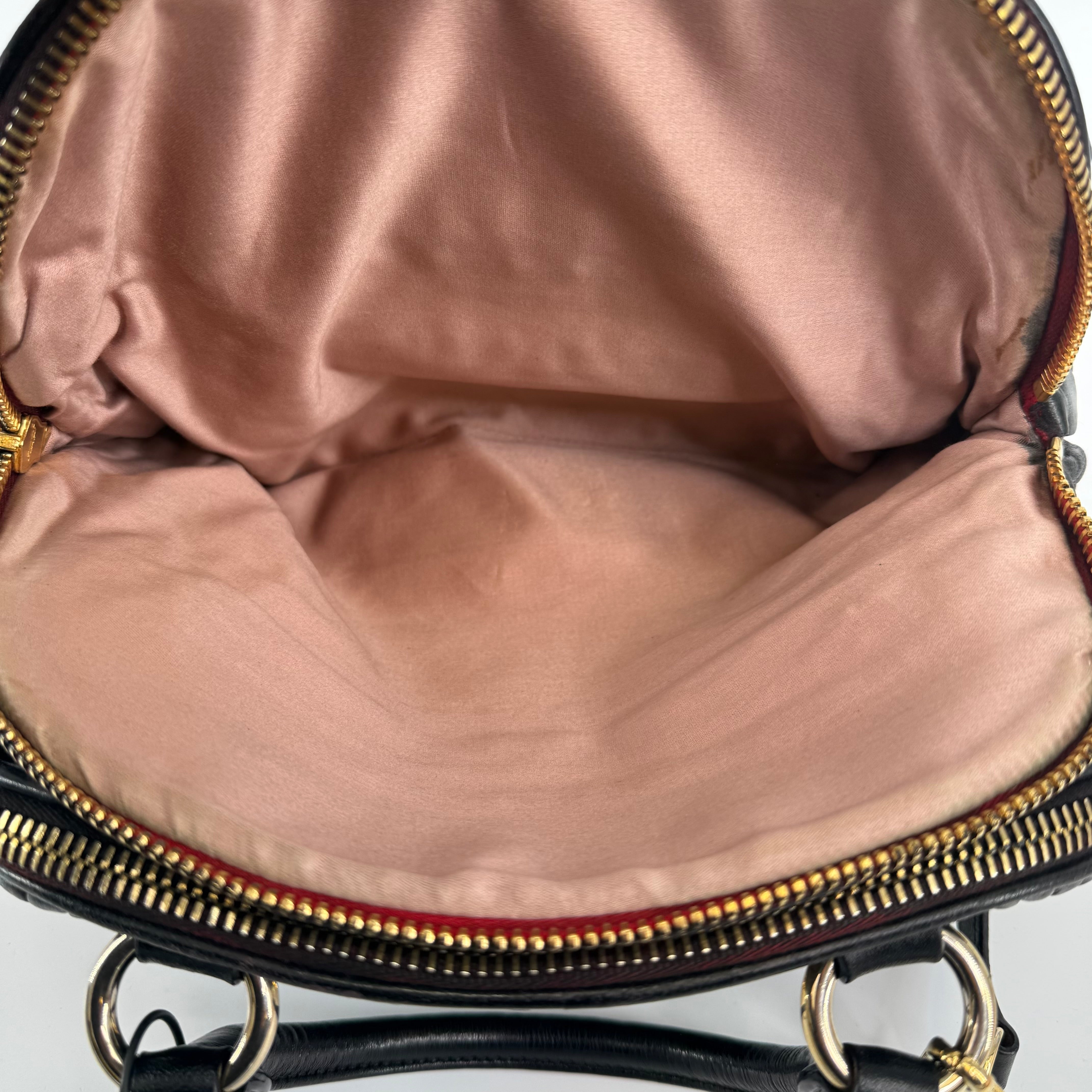 MIU MIU Black Matelassé Bowling Bag Handbag