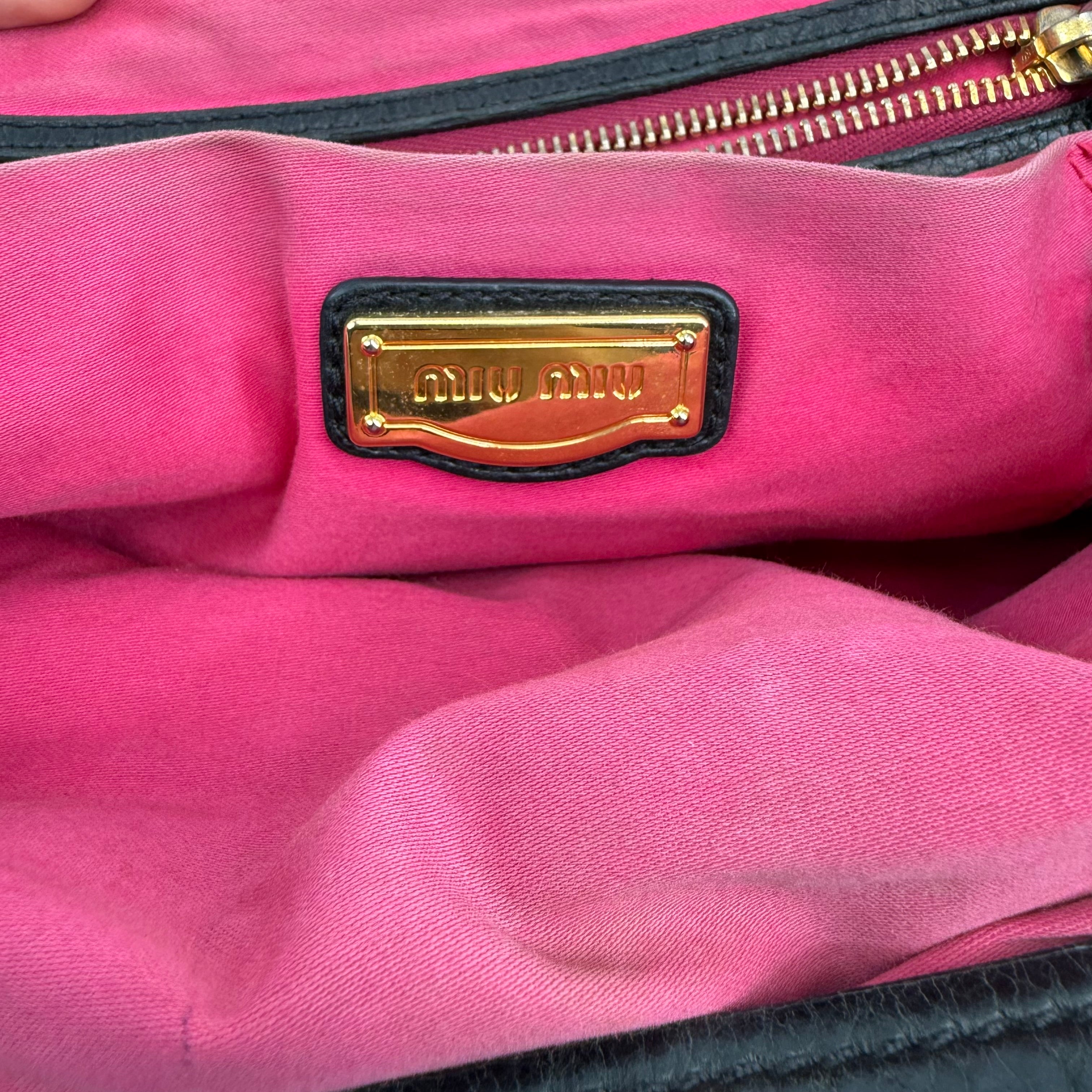 MIU MIU Black Leather Satchel Handbag