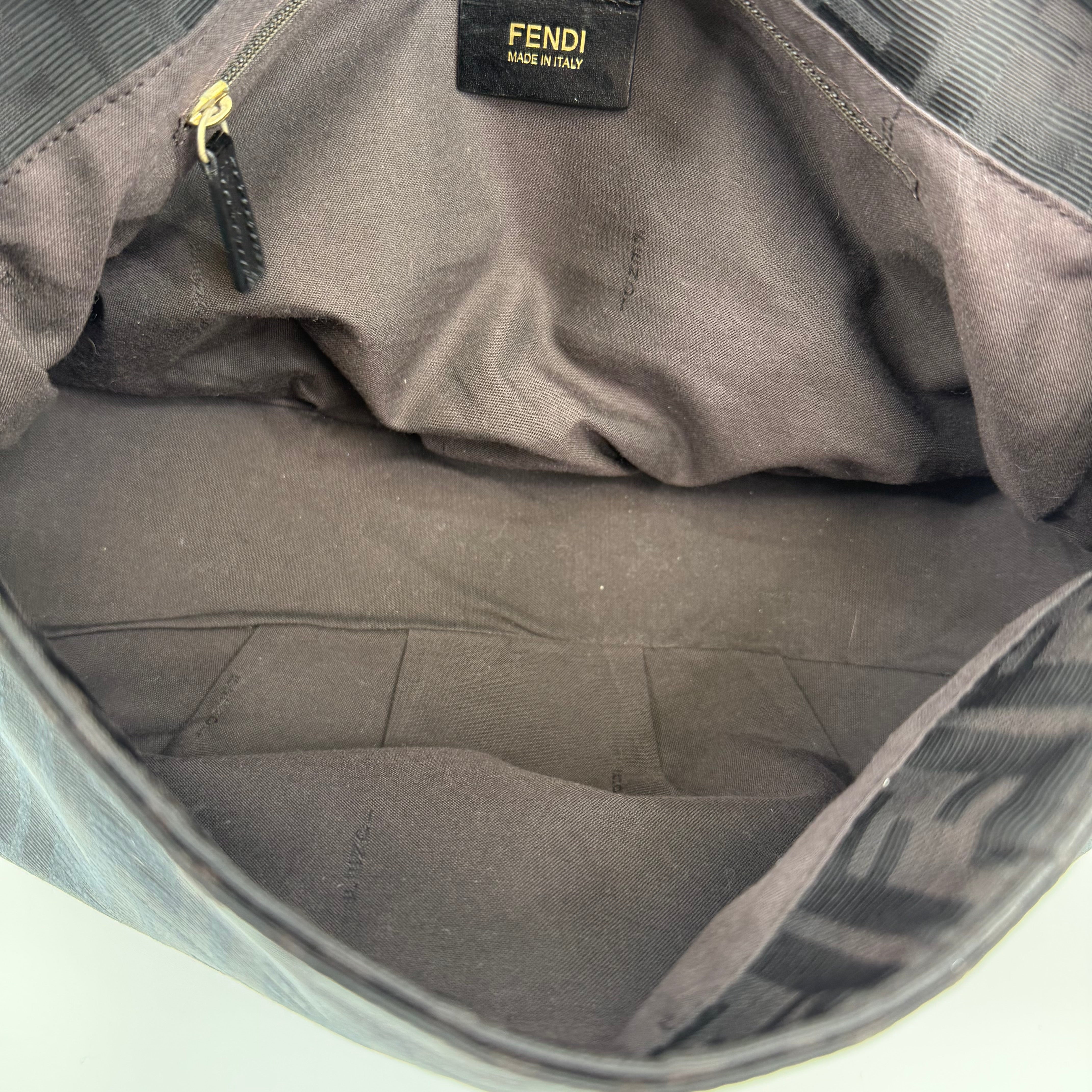 FENDI Black Zucca Mia Flap Handbag