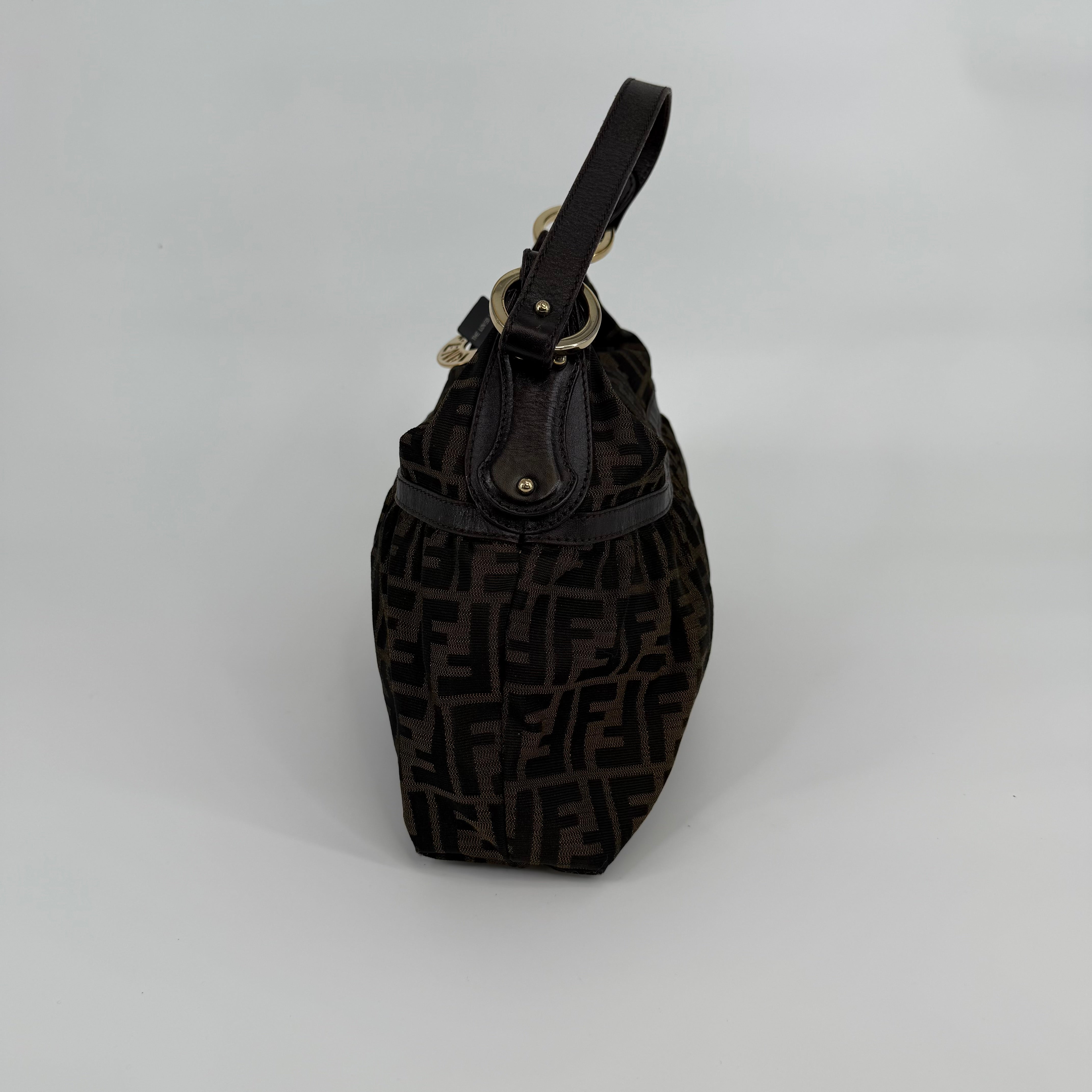FENDI Brown Chef Zucca Logo Jacquard Handbag