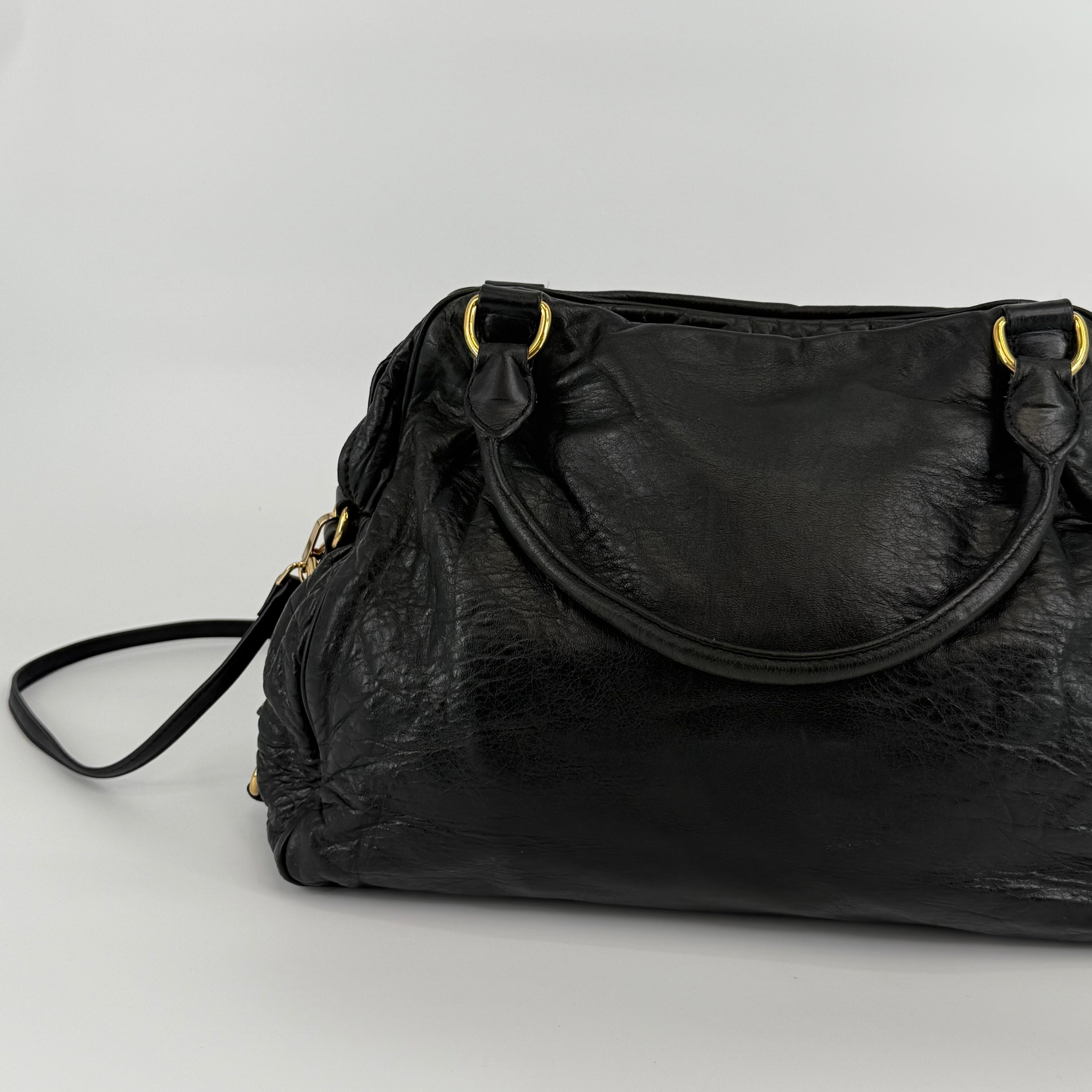 MIU MIU Black Leather Satchel Handbag