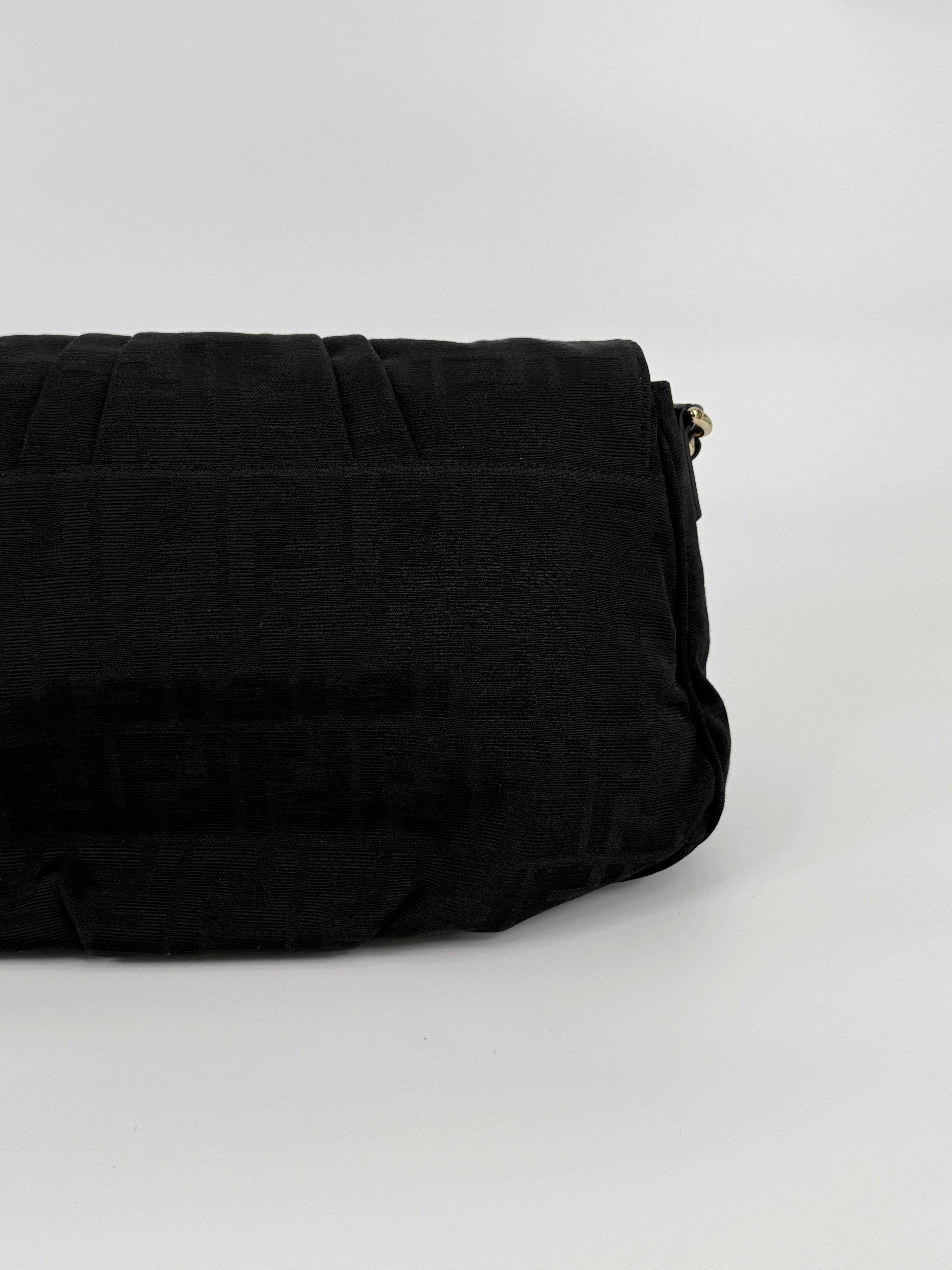 FENDI Black Zucca Mia Flap Handbag