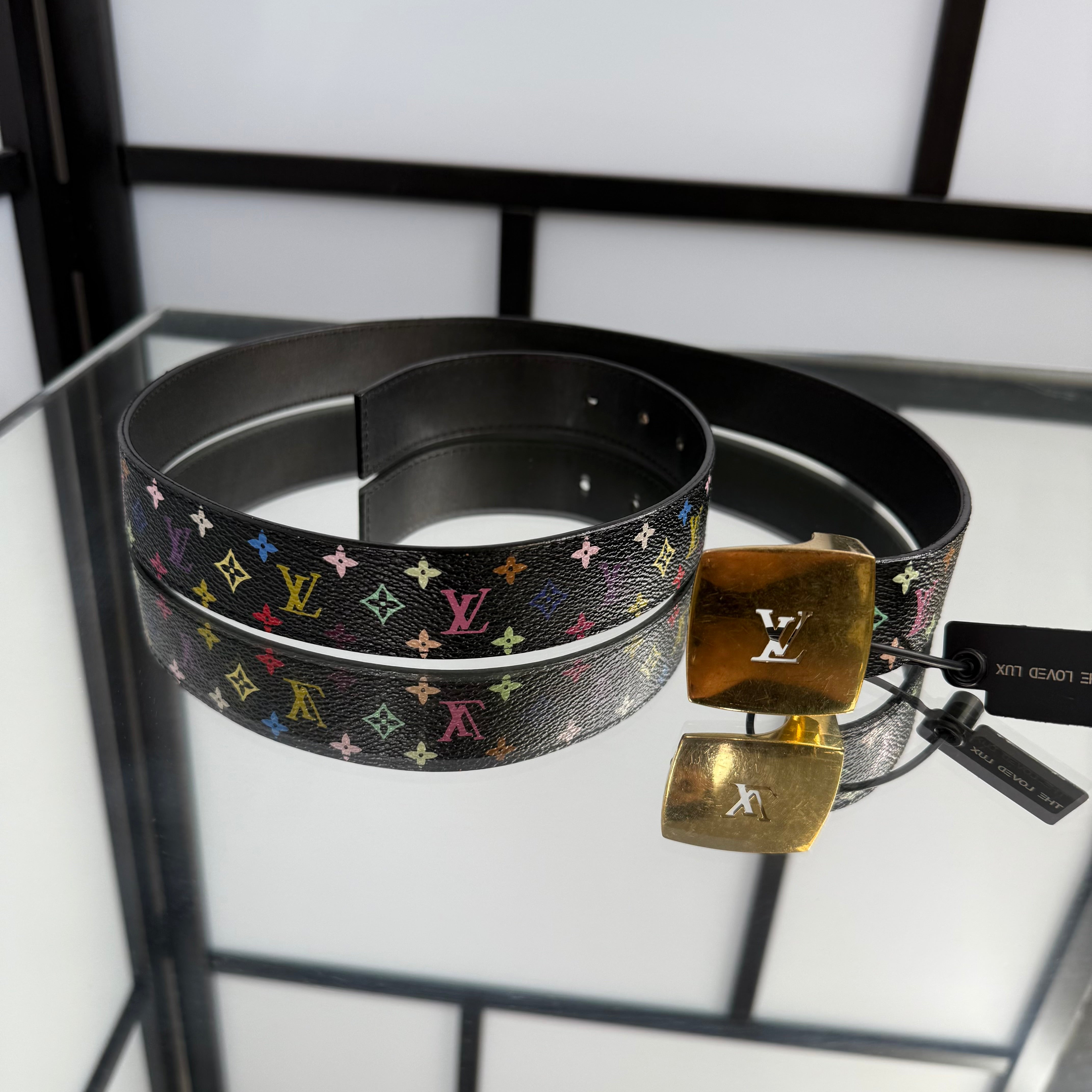 Louis Vuitton Takashi Murakami Black Belt Size 32