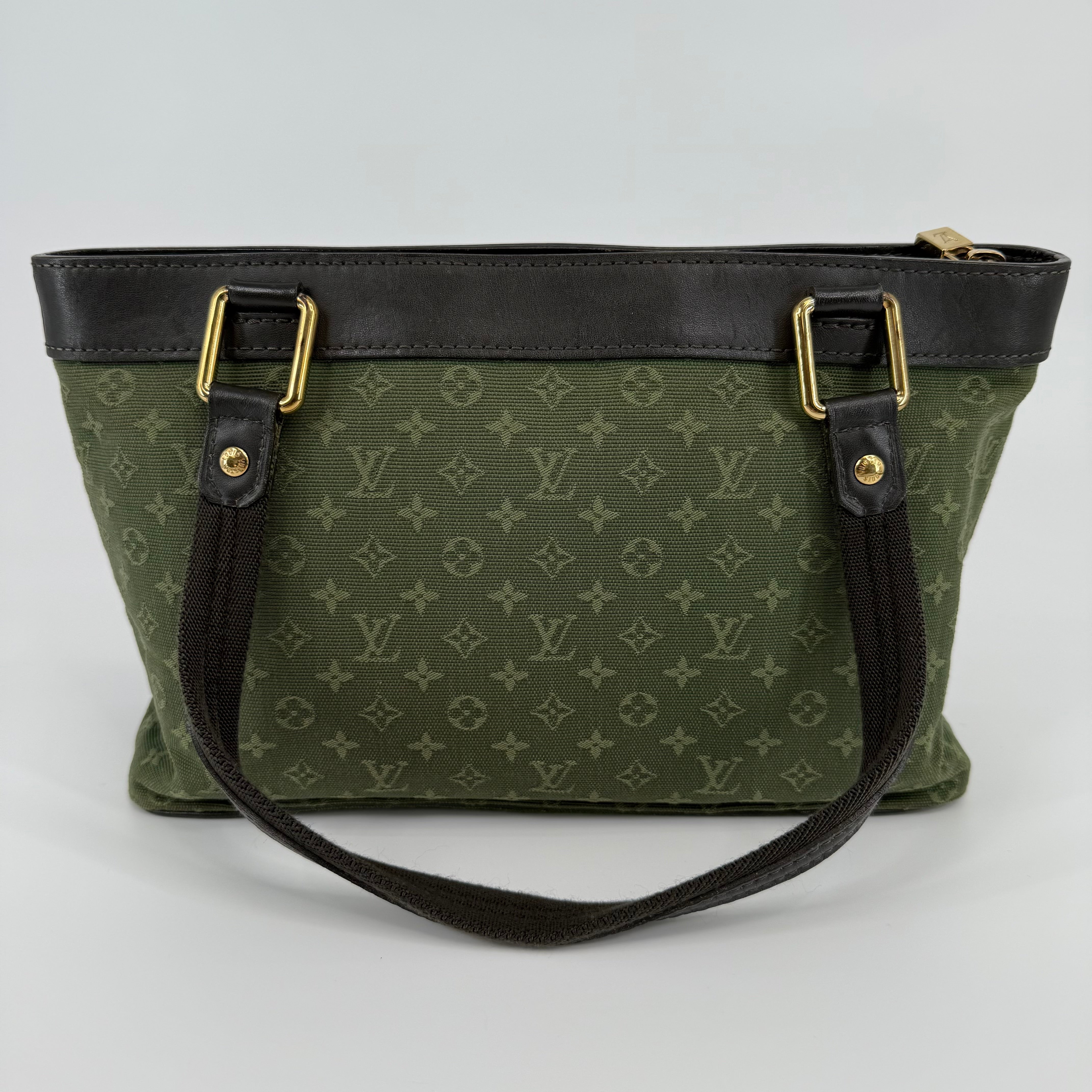 Louis Vuitton Olive Green Denim Monogram Lucille Handbag