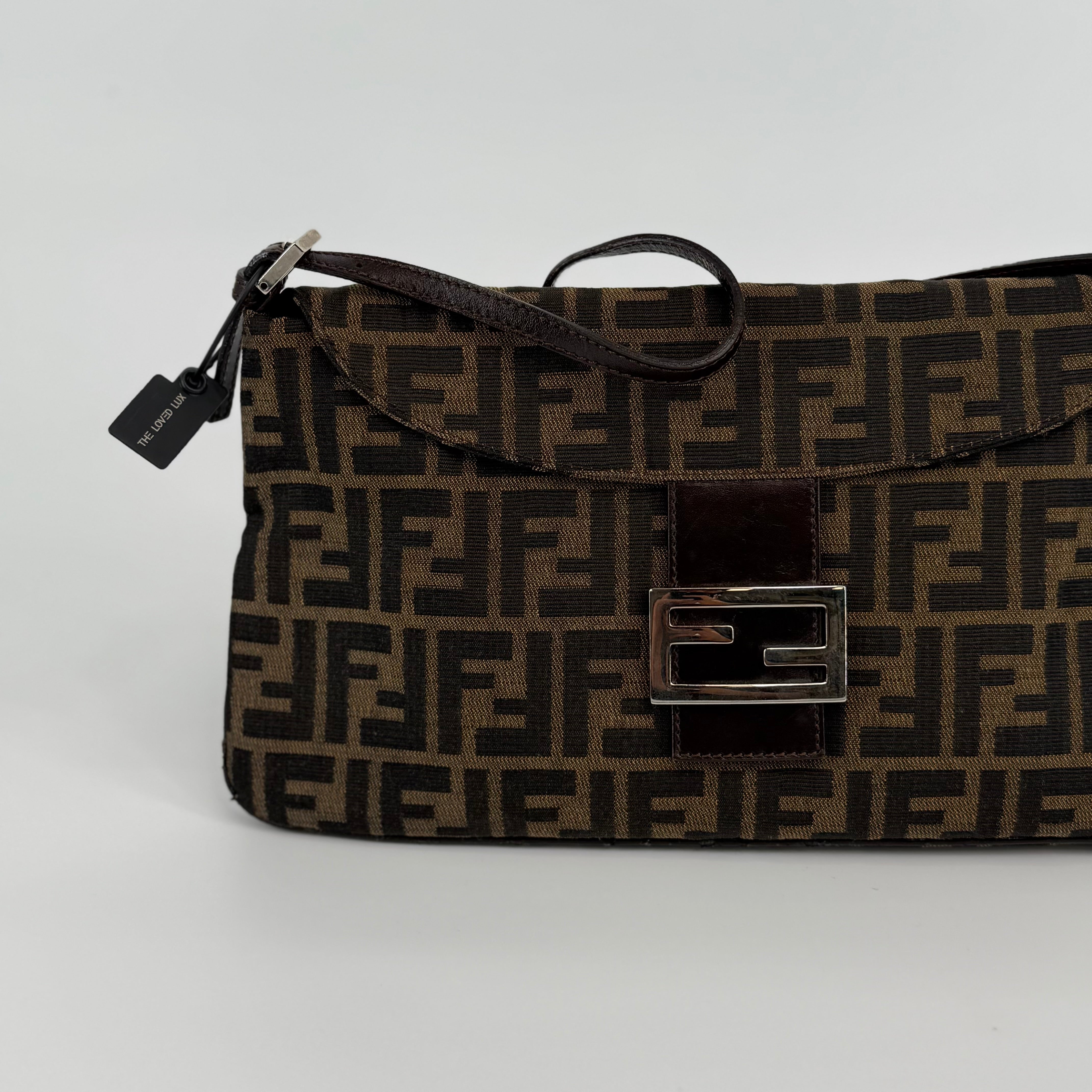 FENDI Brown FF Baguette Handbag