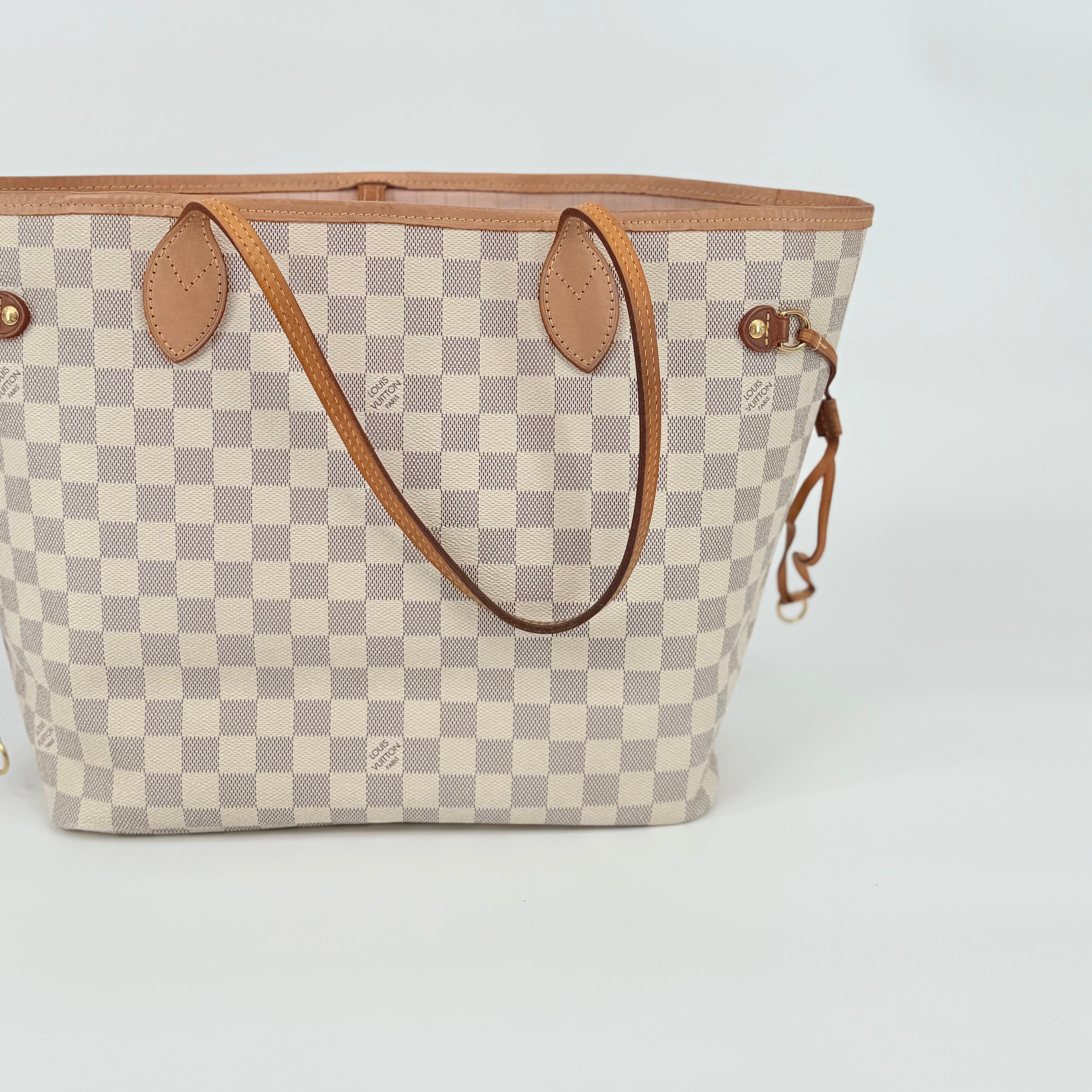 Louis Vuitton Damier Azur Pink Interior Neverfull MM With Pouch