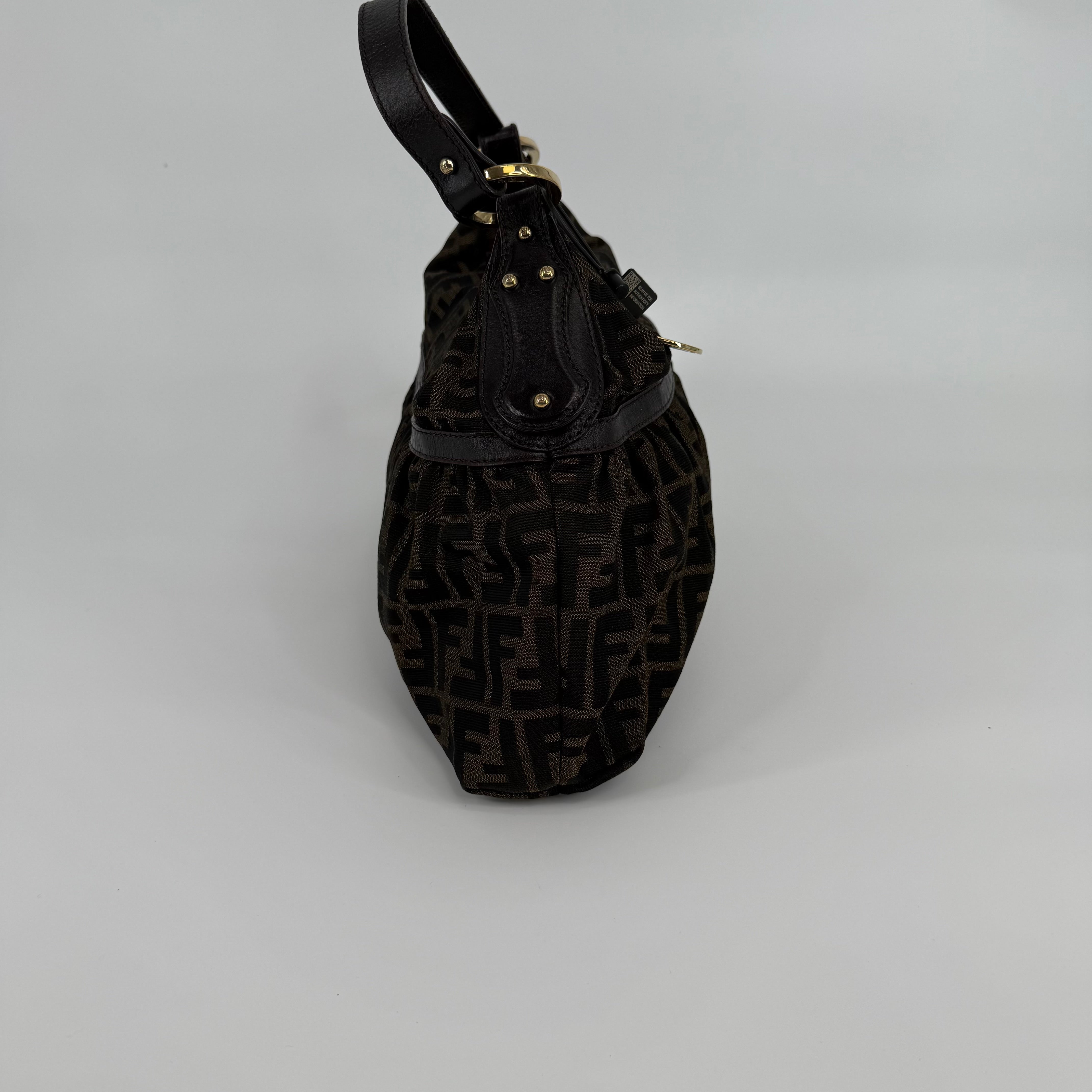 FENDI Brown Chef Zucca Logo Jacquard Handbag