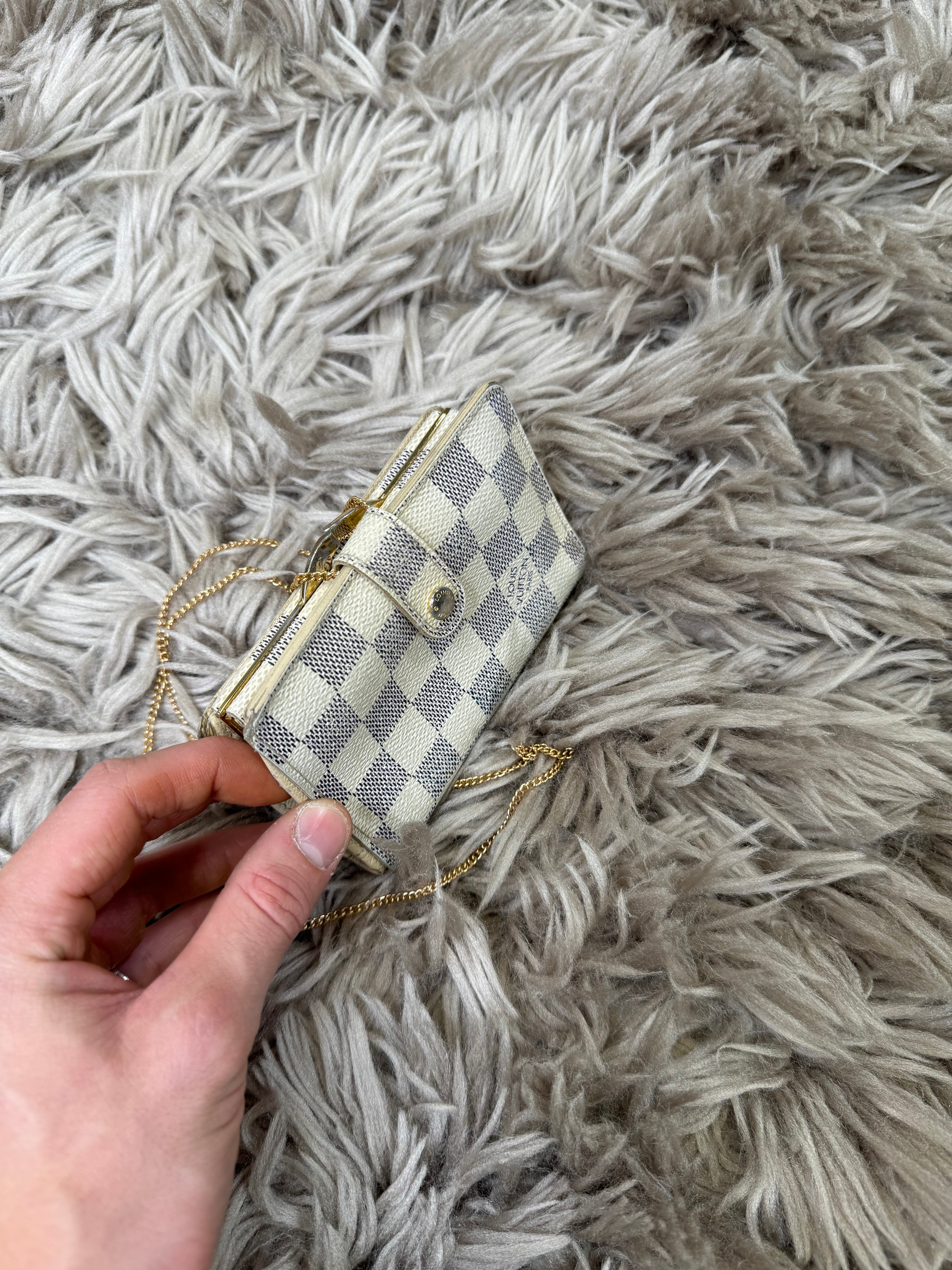 Louis Vuitton Damier azur wallet on chain