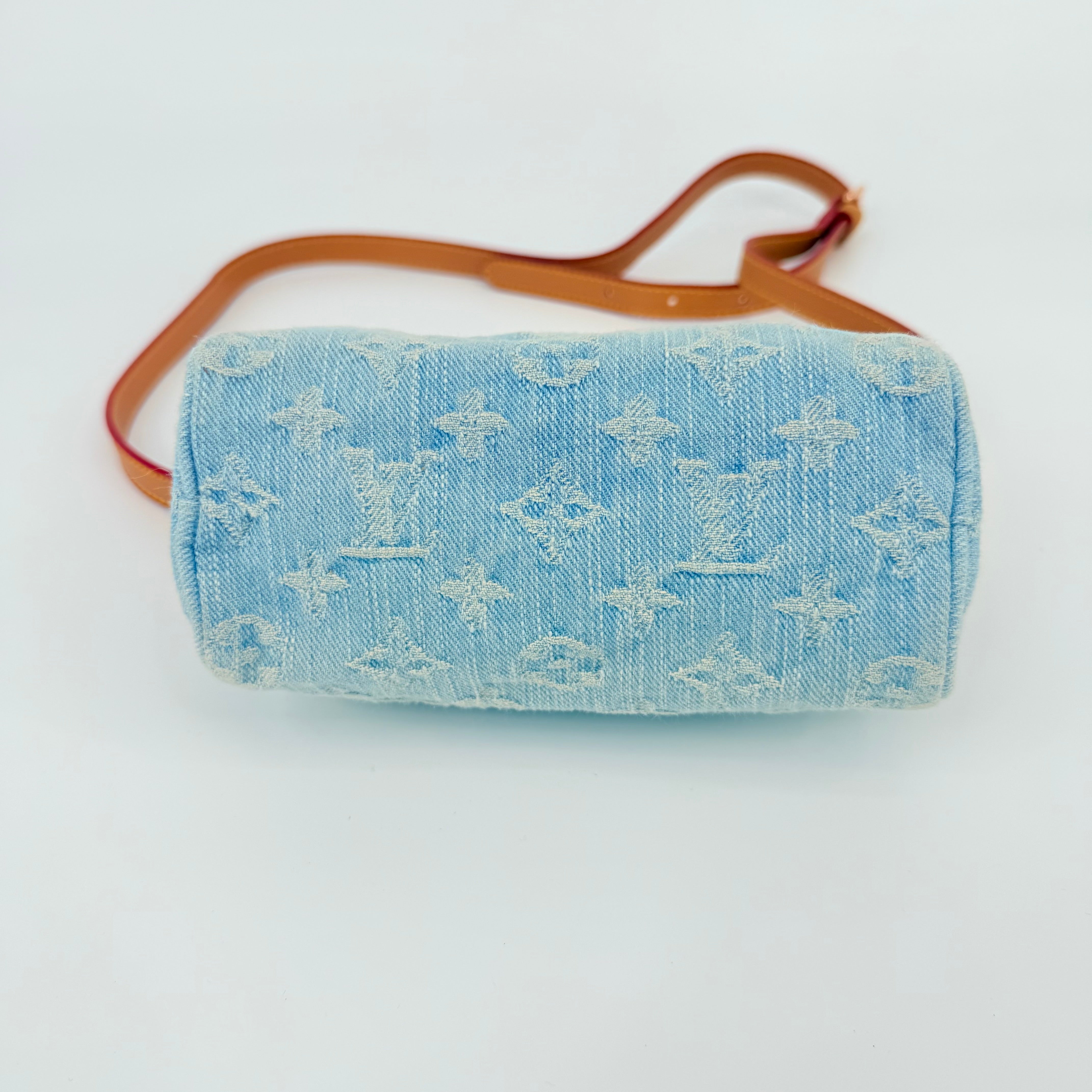 Louis Vuitton Denim Sky Blue Nano Speedy 16 With Strap
