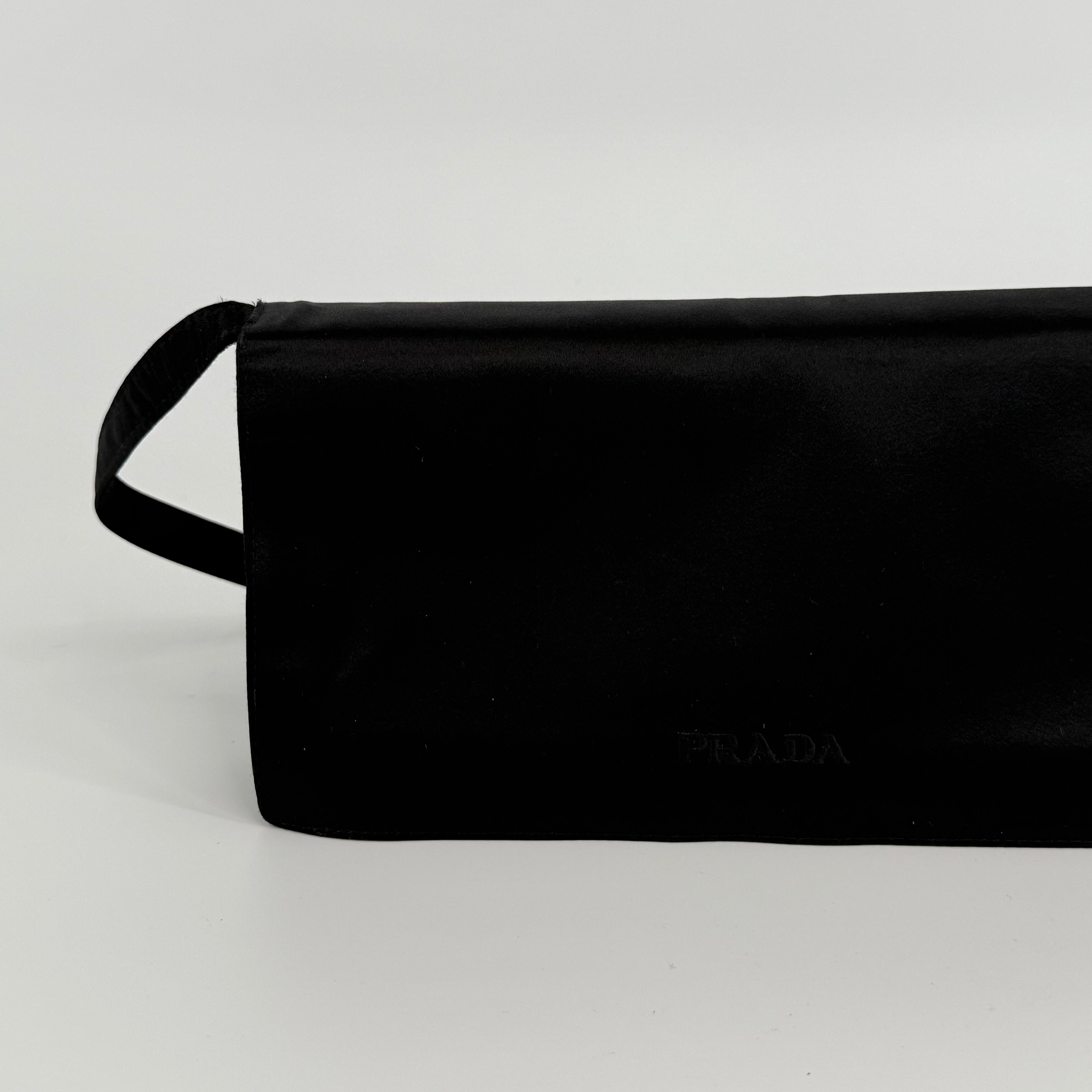 Prada Suede Black Pochette Shoulder Bag
