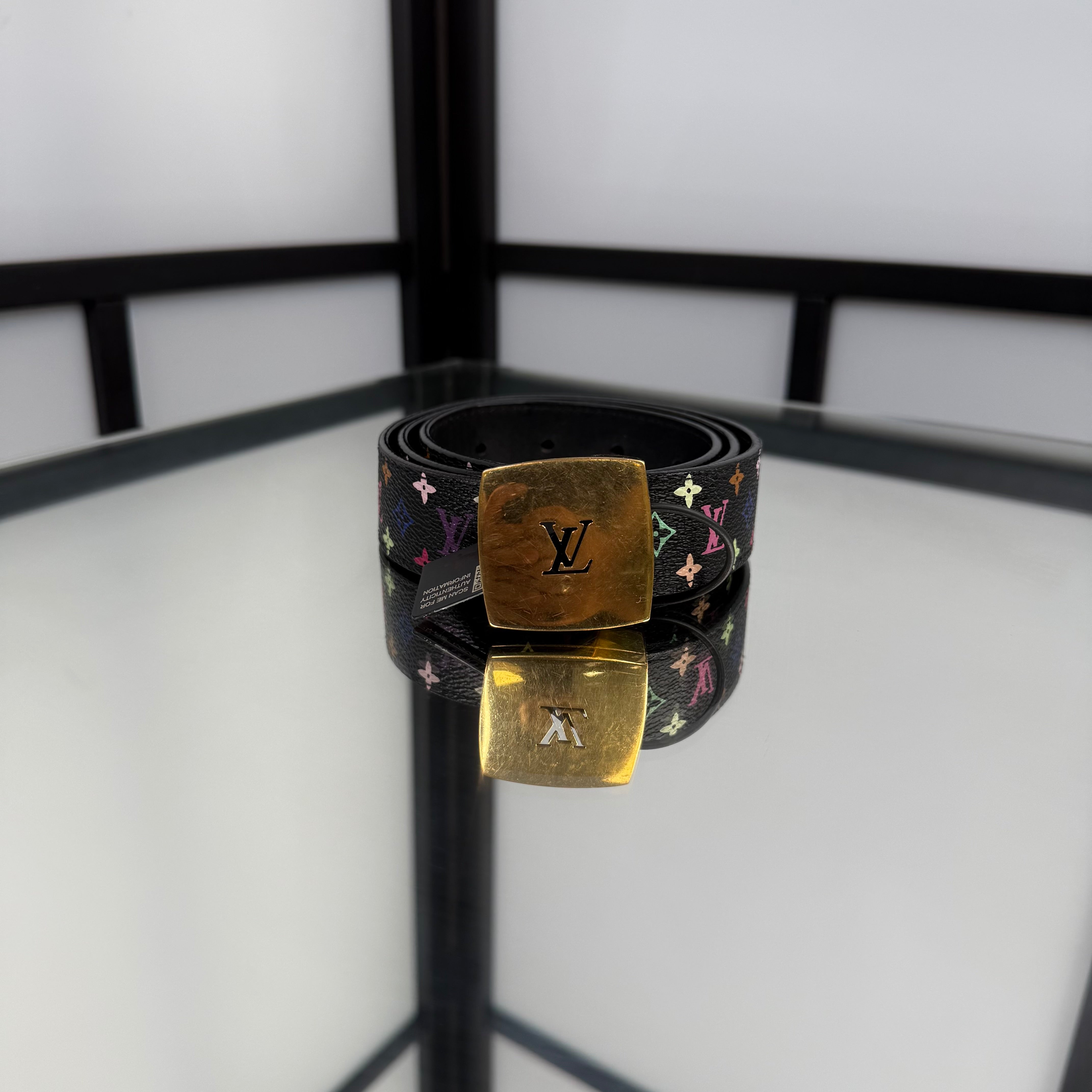 Louis Vuitton Takashi Murakami Black Belt Size 32