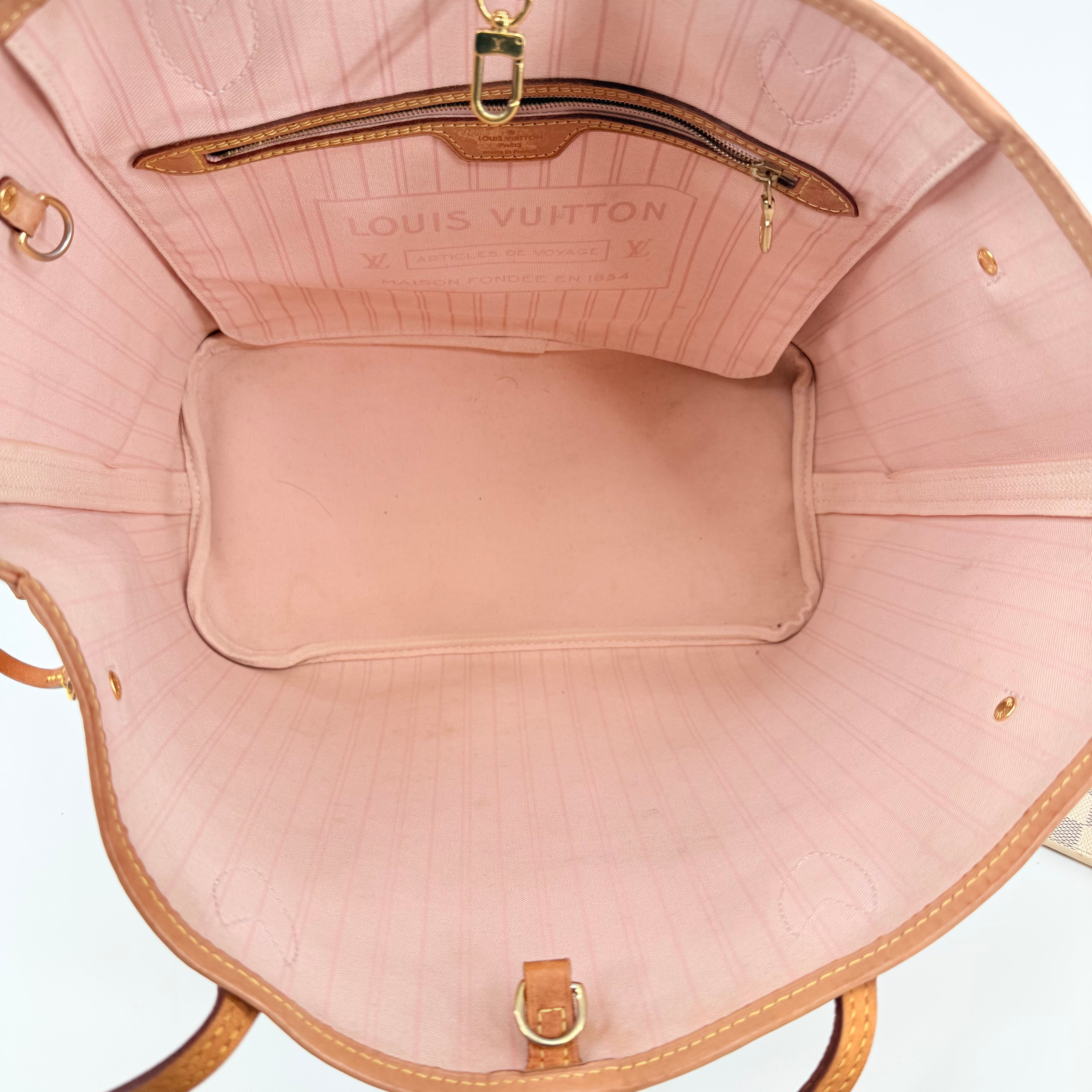 Louis Vuitton Damier Azur Pink Interior Neverfull MM With Pouch