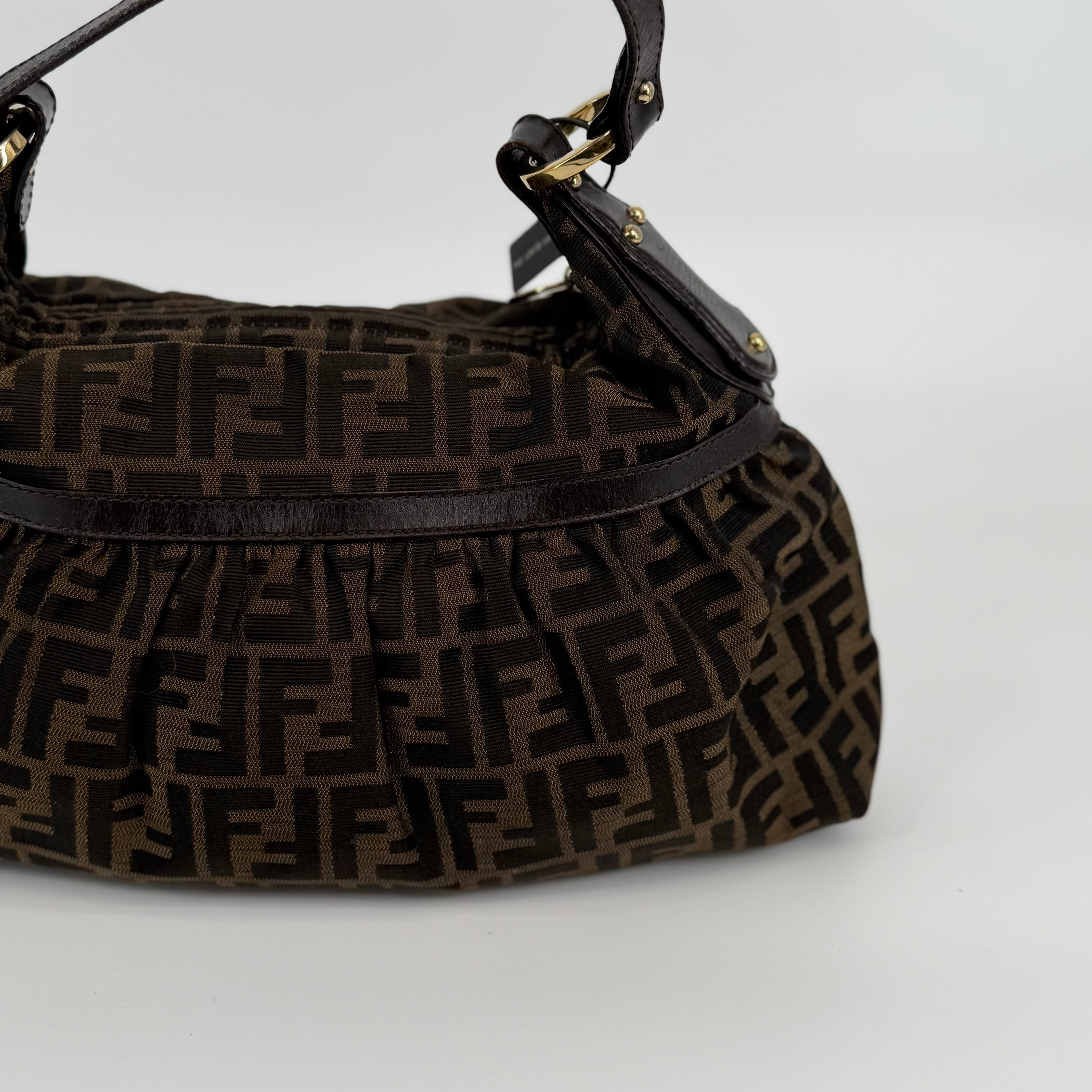 FENDI Brown Chef Zucca Logo Jacquard Handbag