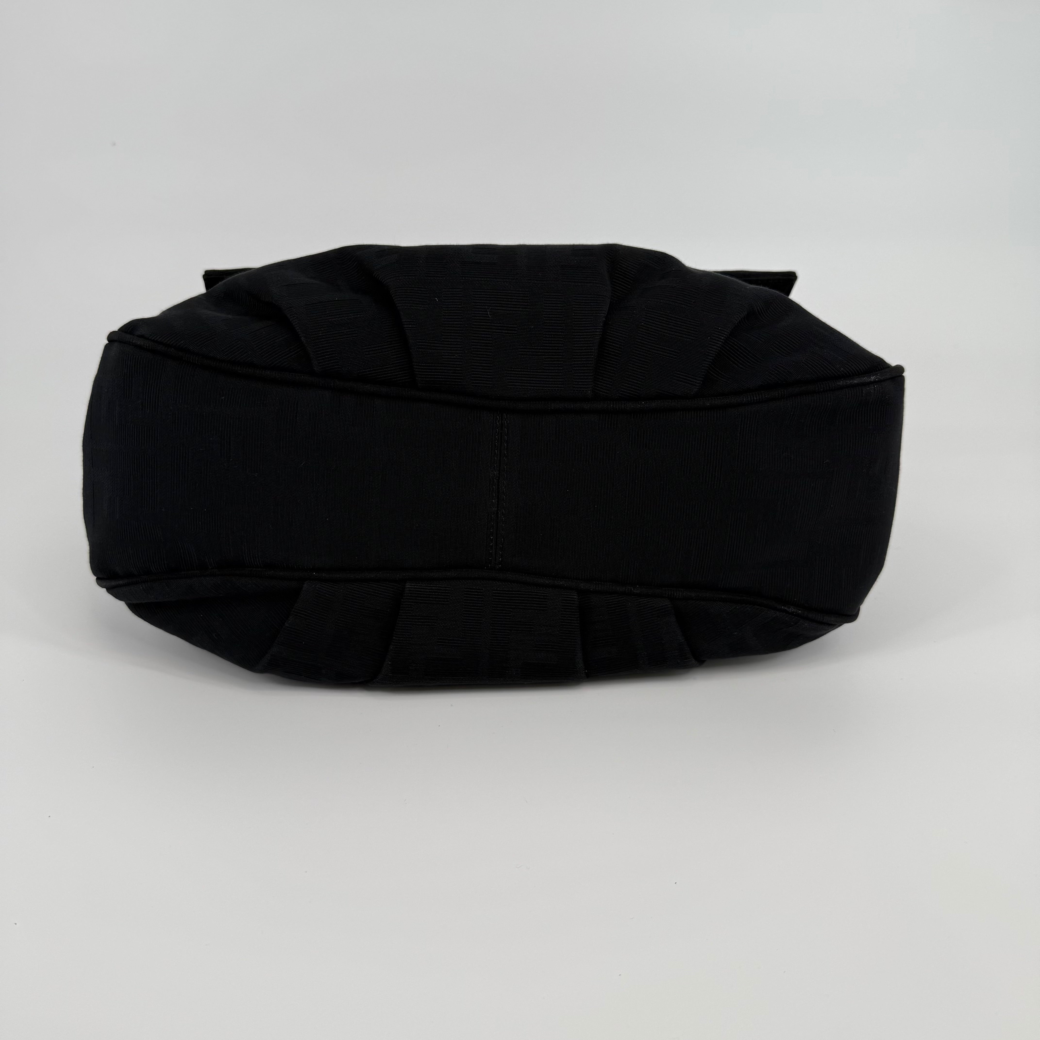 FENDI Black Zucca Mia Flap Handbag