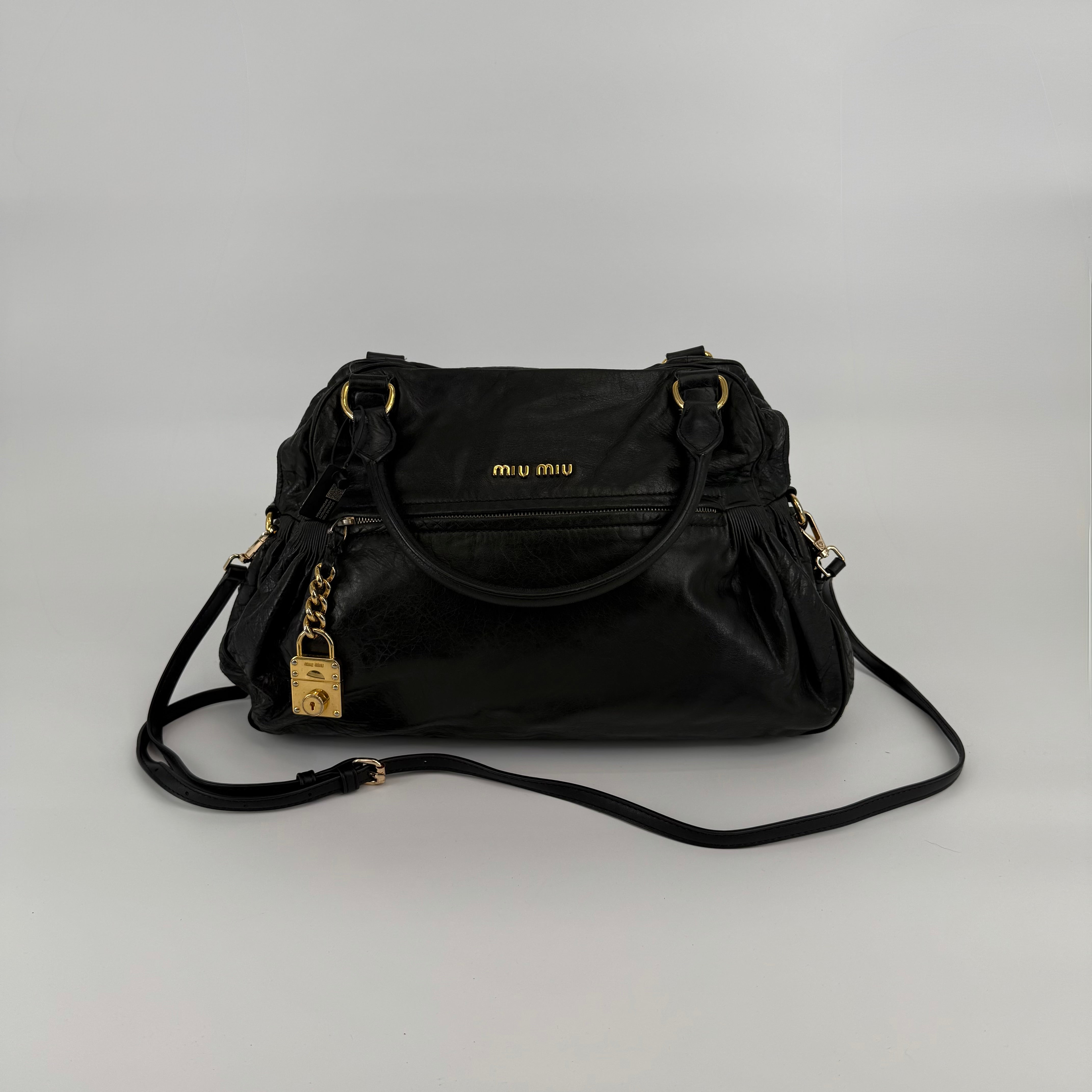 MIU MIU Black Leather Satchel Handbag
