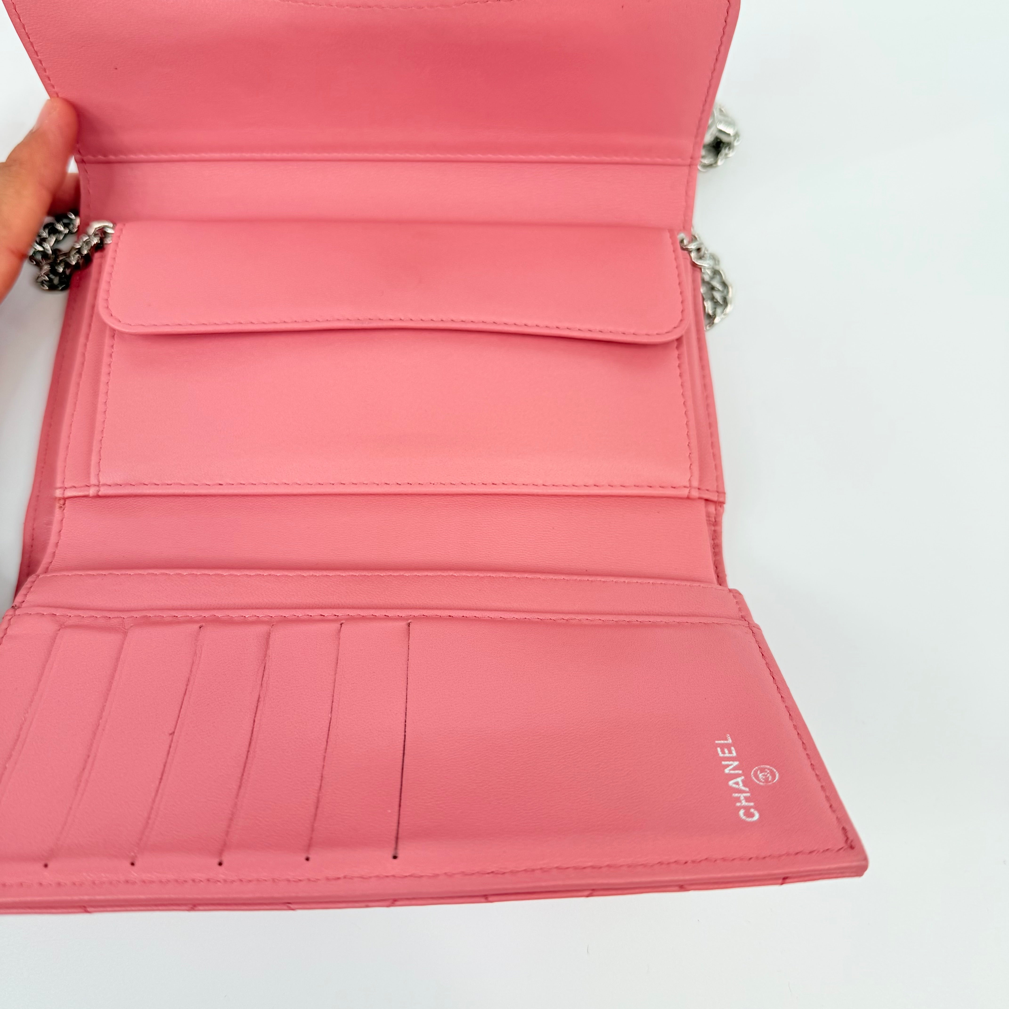 CHANEL CC Portafogli Clutch Wallet On Chain Pelle Rosa Pink