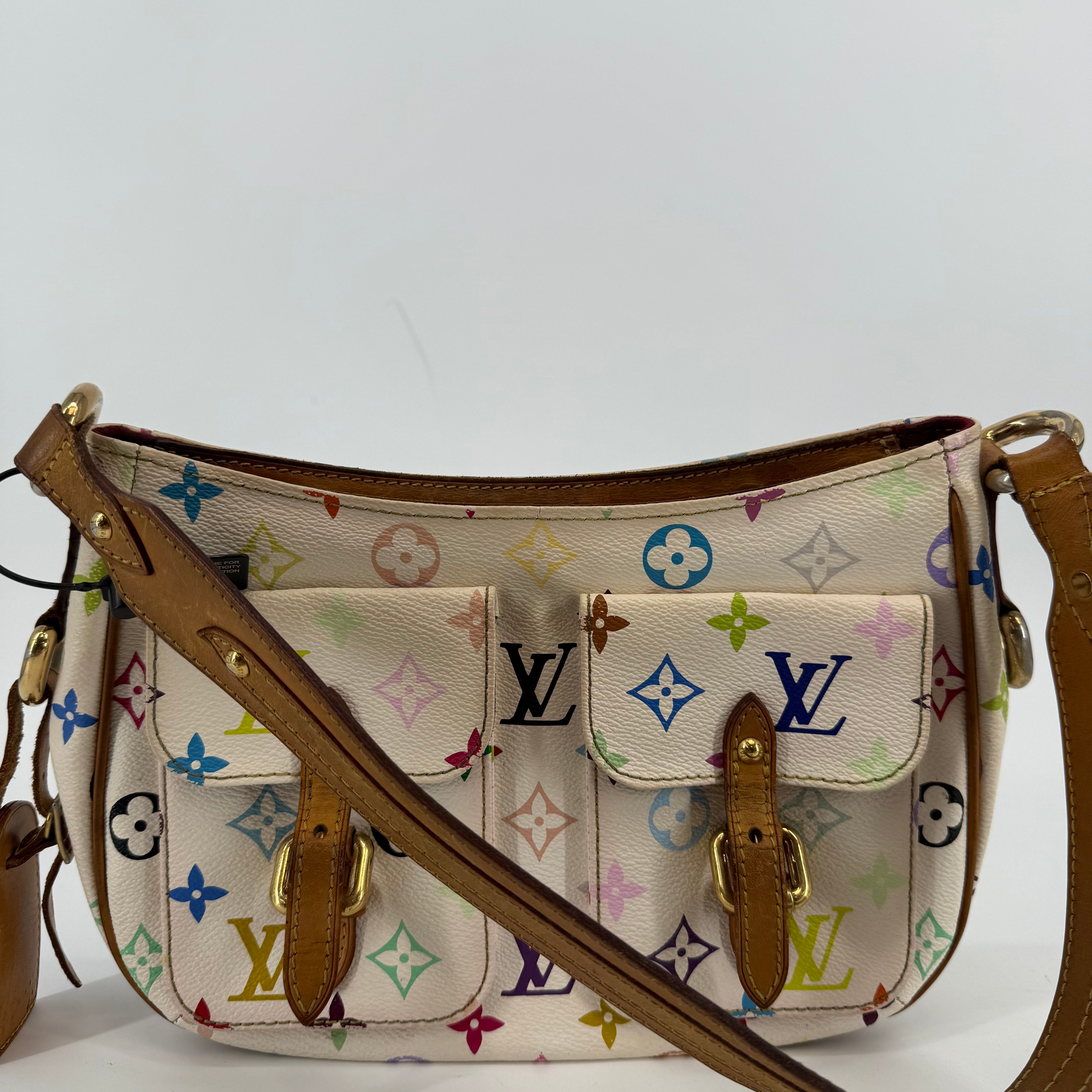 Louis Vuitton Takashi Murakami White Lodge Shoulder Bag (L-417)