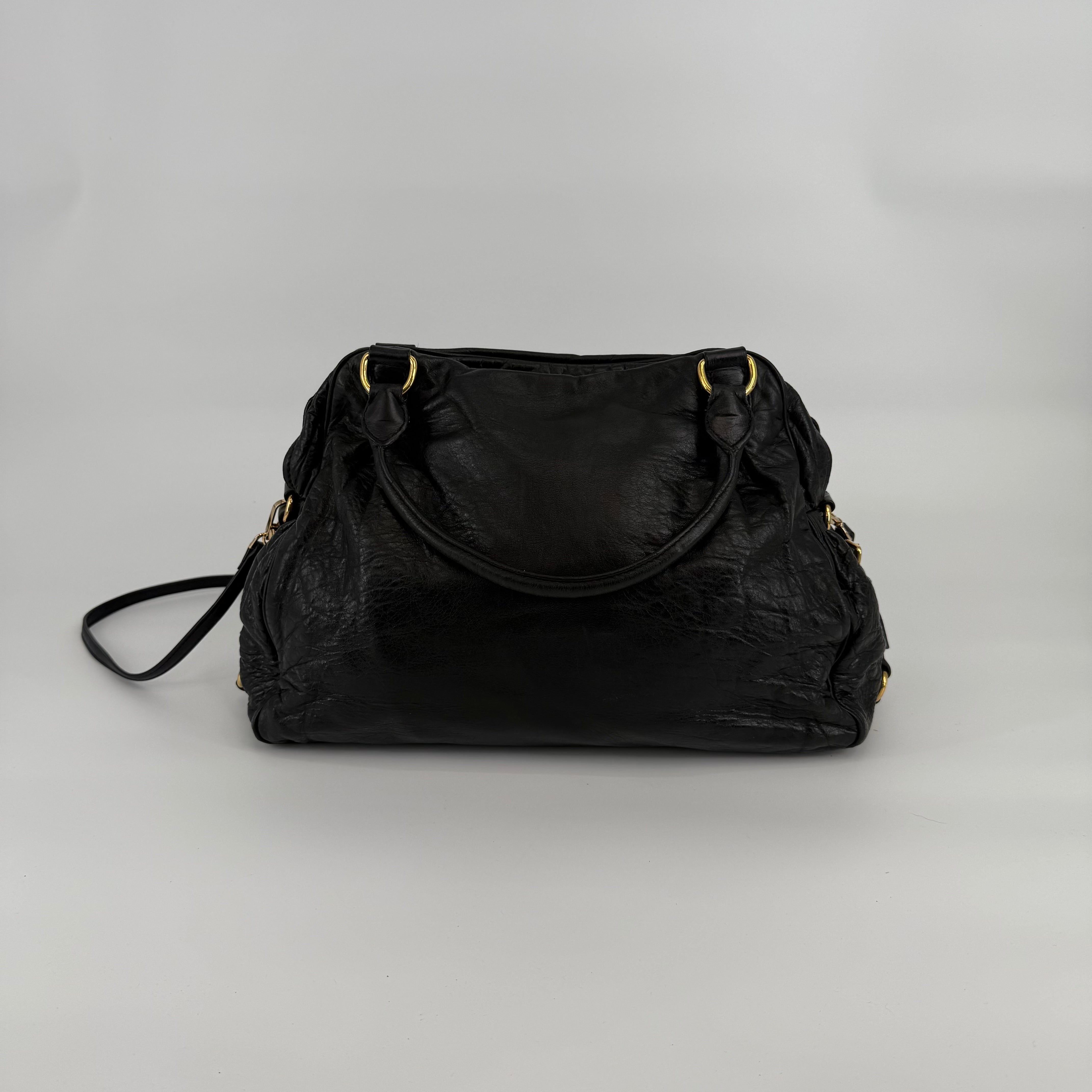 MIU MIU Black Leather Satchel Handbag