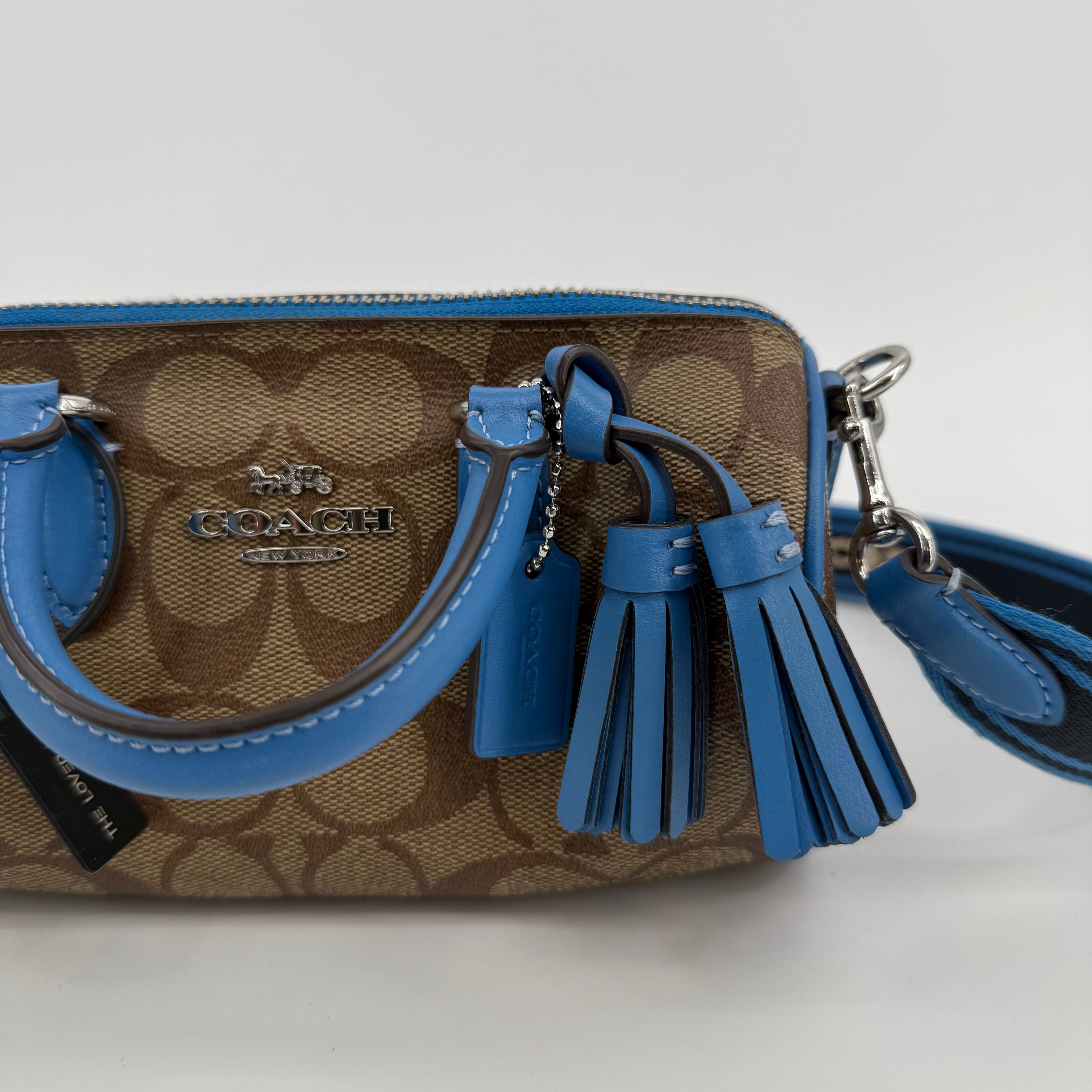 Coach Monogram Blue Lacey Handbag With Strap