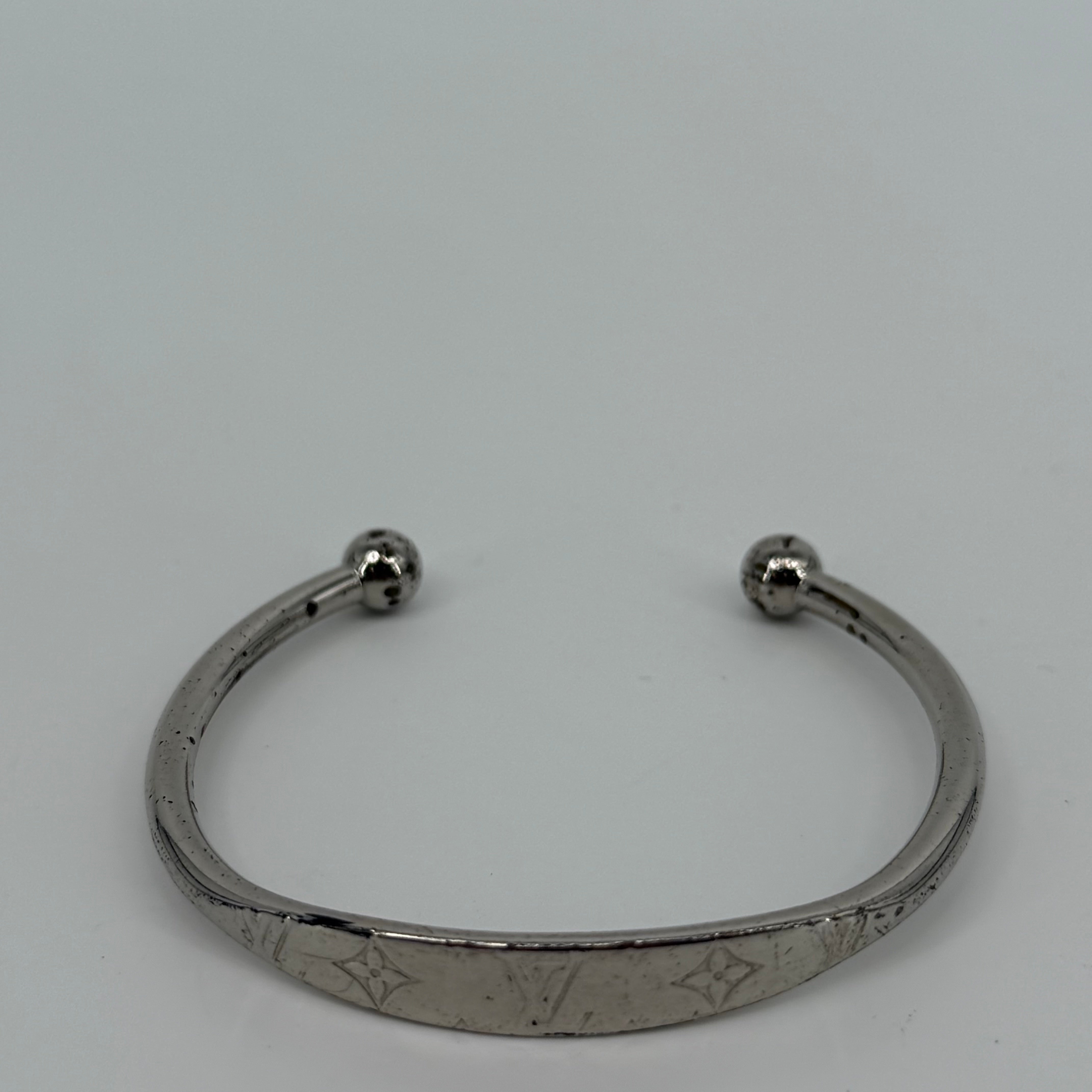 Louis Vuitton Silver Monogram Jonc Cuff Bracelet