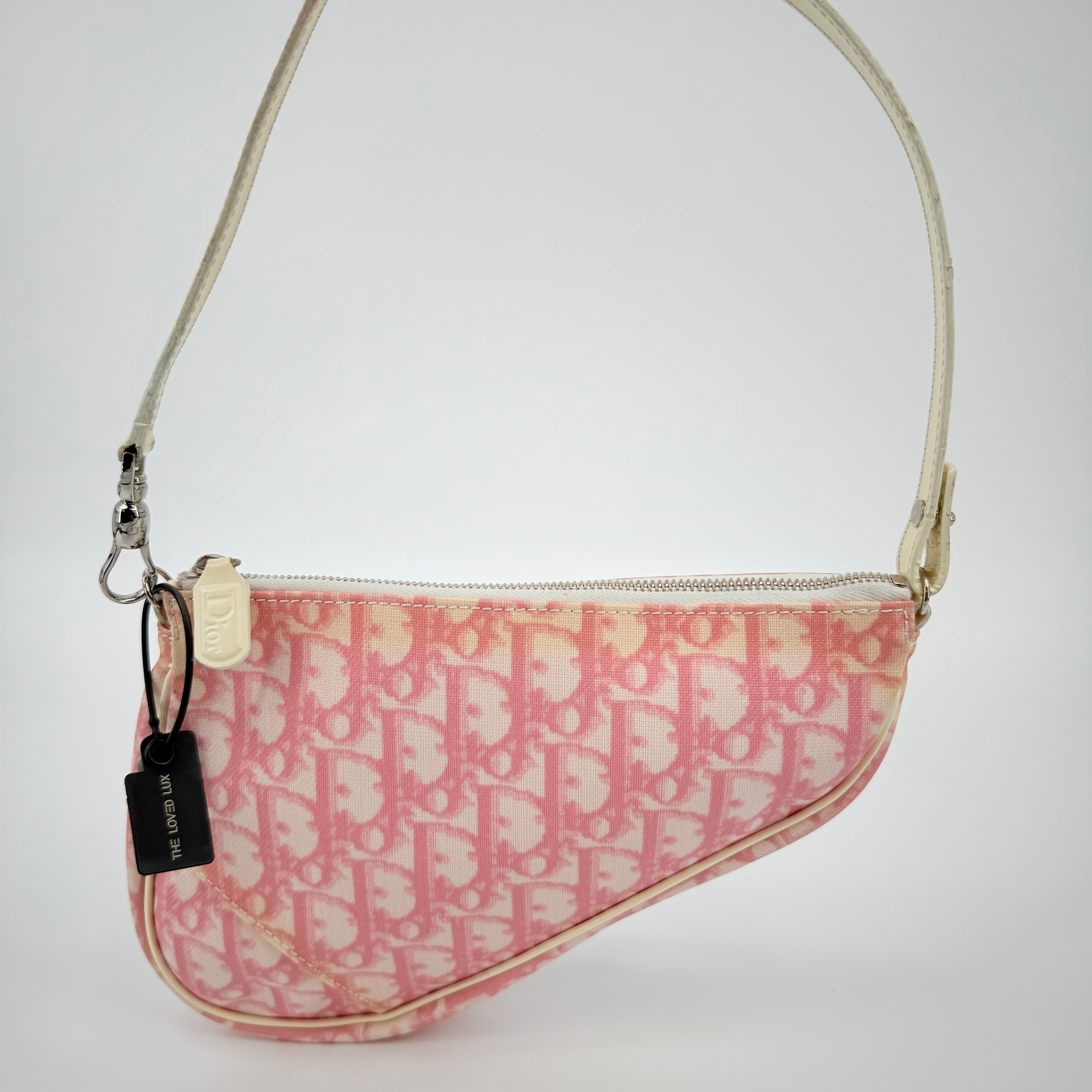 Dior Pink Oblique Monogram Mini Saddle Pochette Handbag