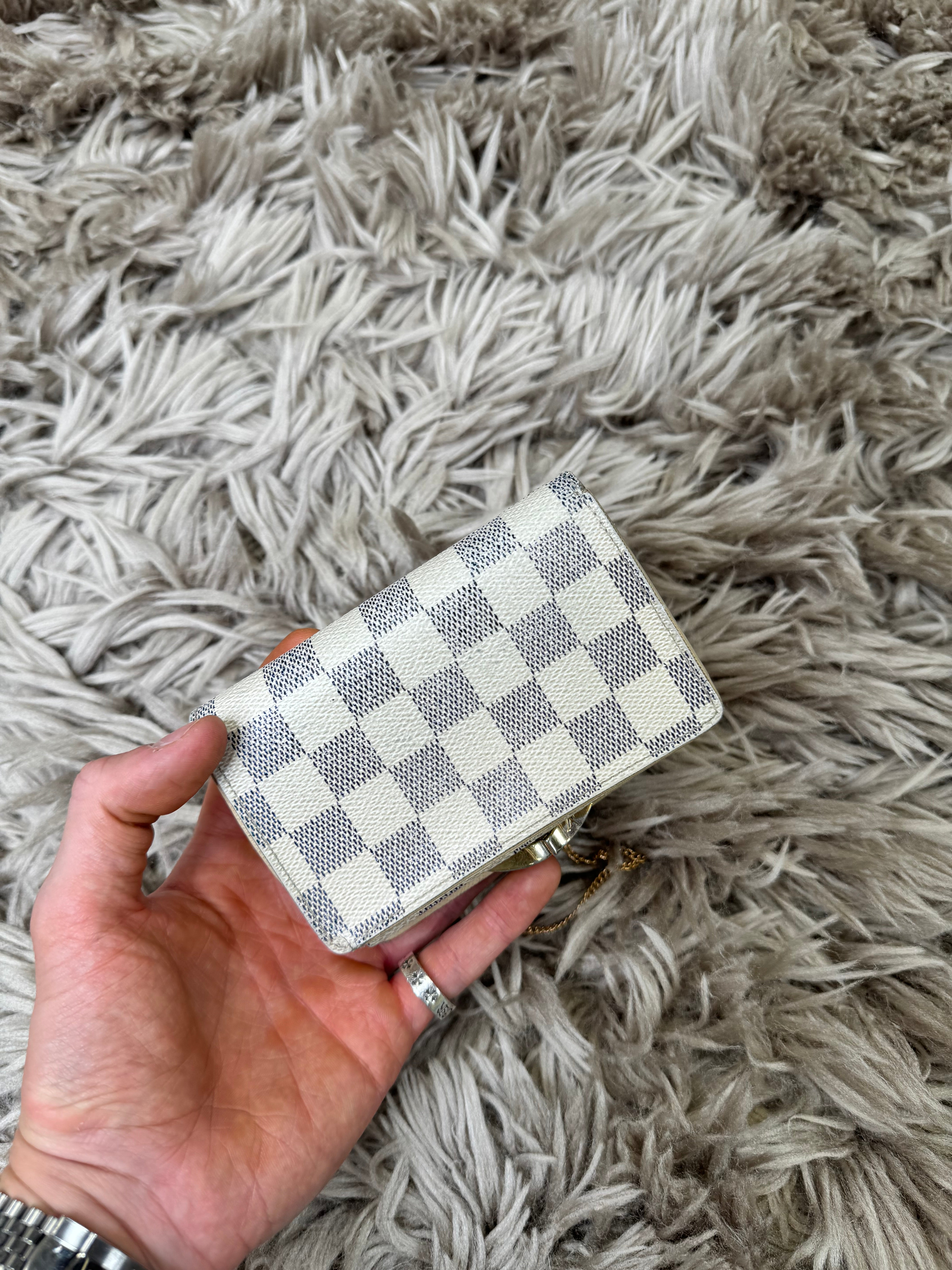 Louis Vuitton Damier azur wallet on chain