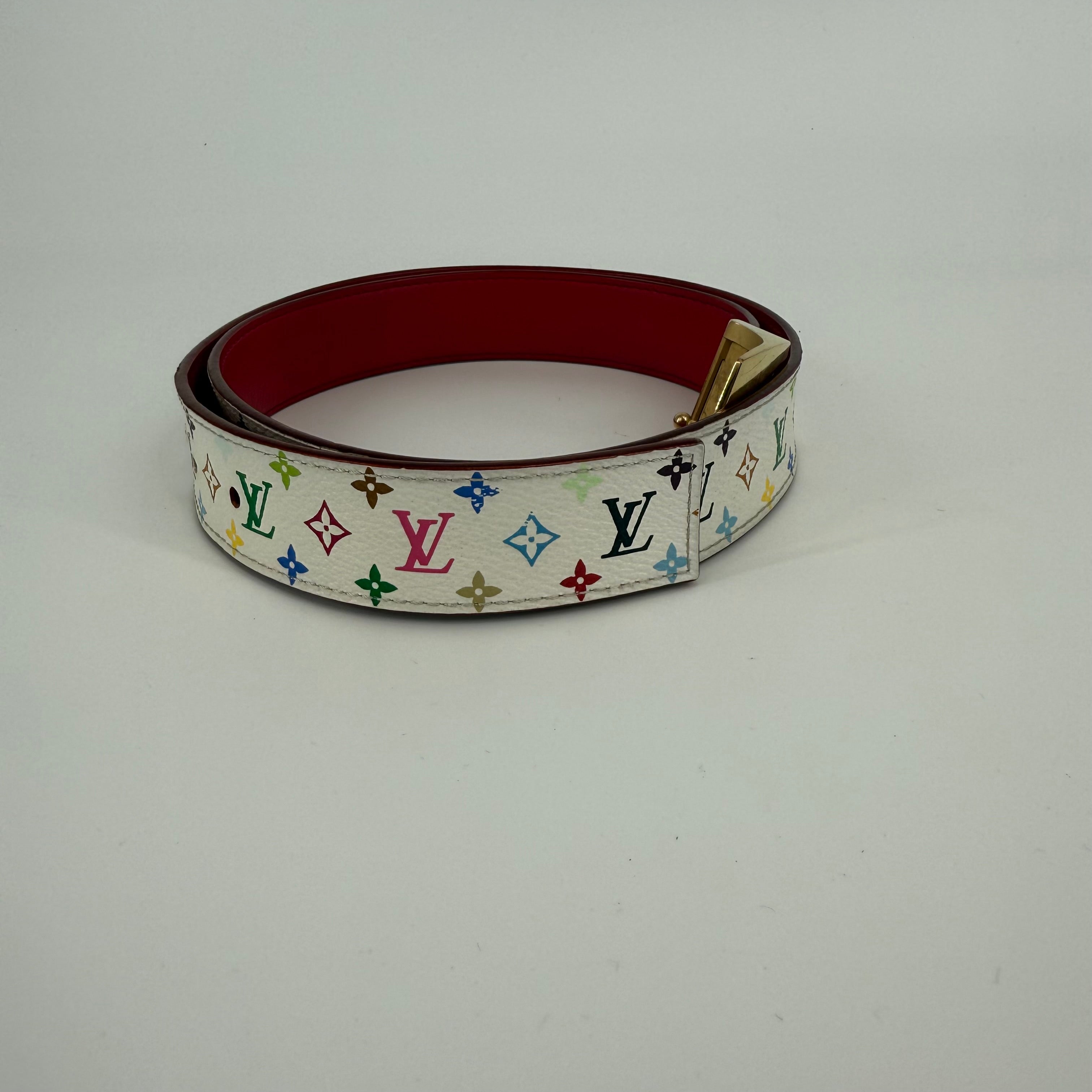 Louis Vuitton Takashi Murakami White Belt 91CM