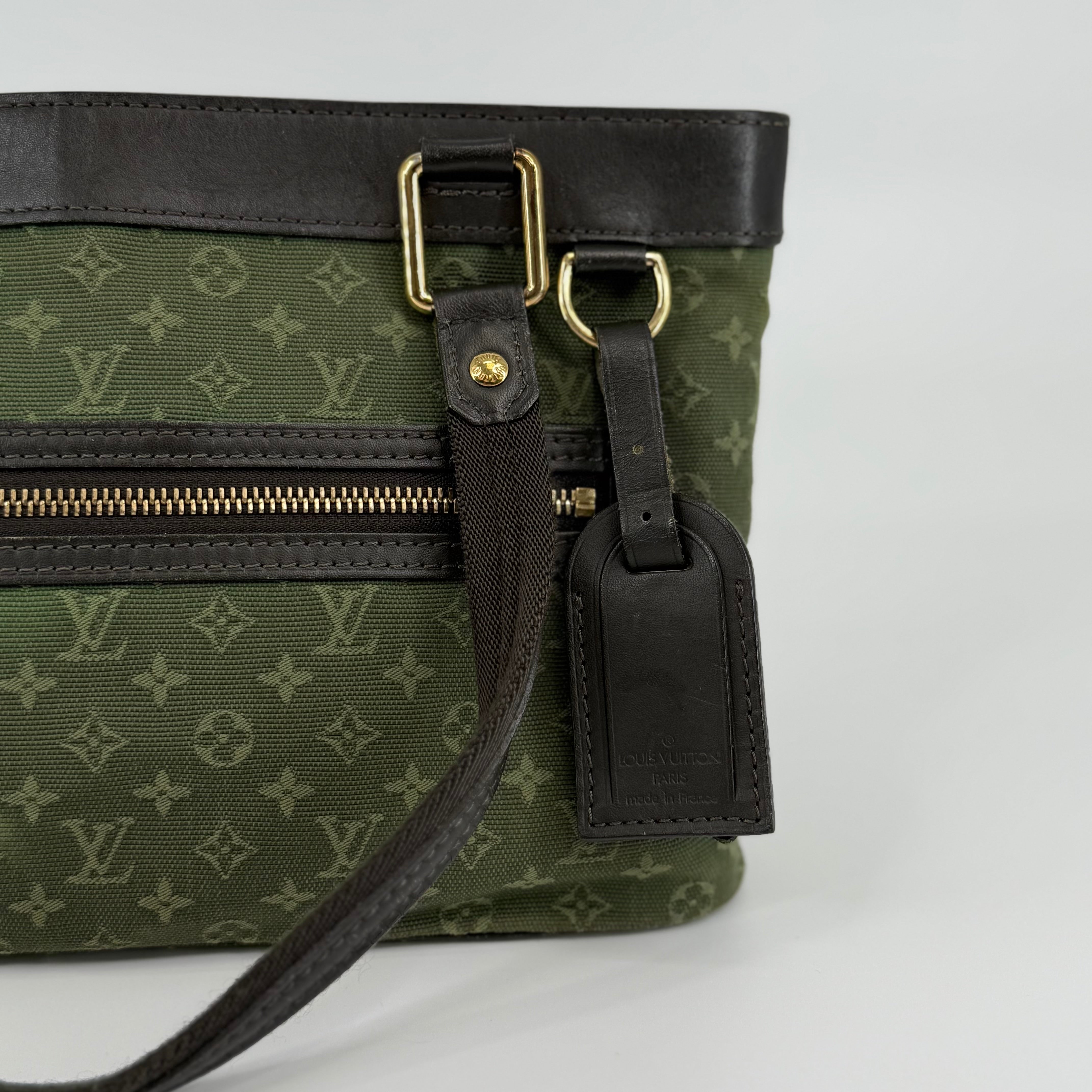 Louis Vuitton Olive Green Denim Monogram Lucille Handbag