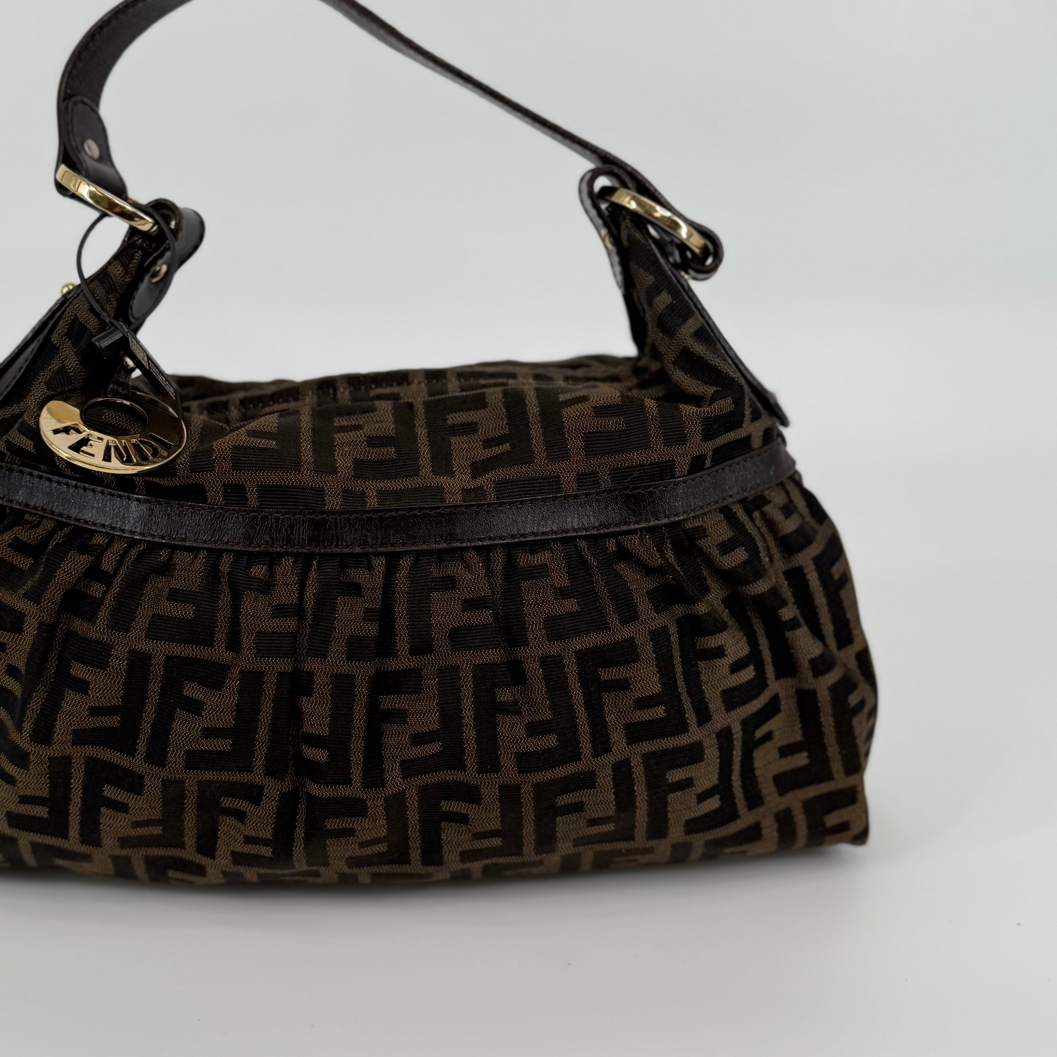 FENDI Brown Chef Zucca Logo Jacquard Handbag