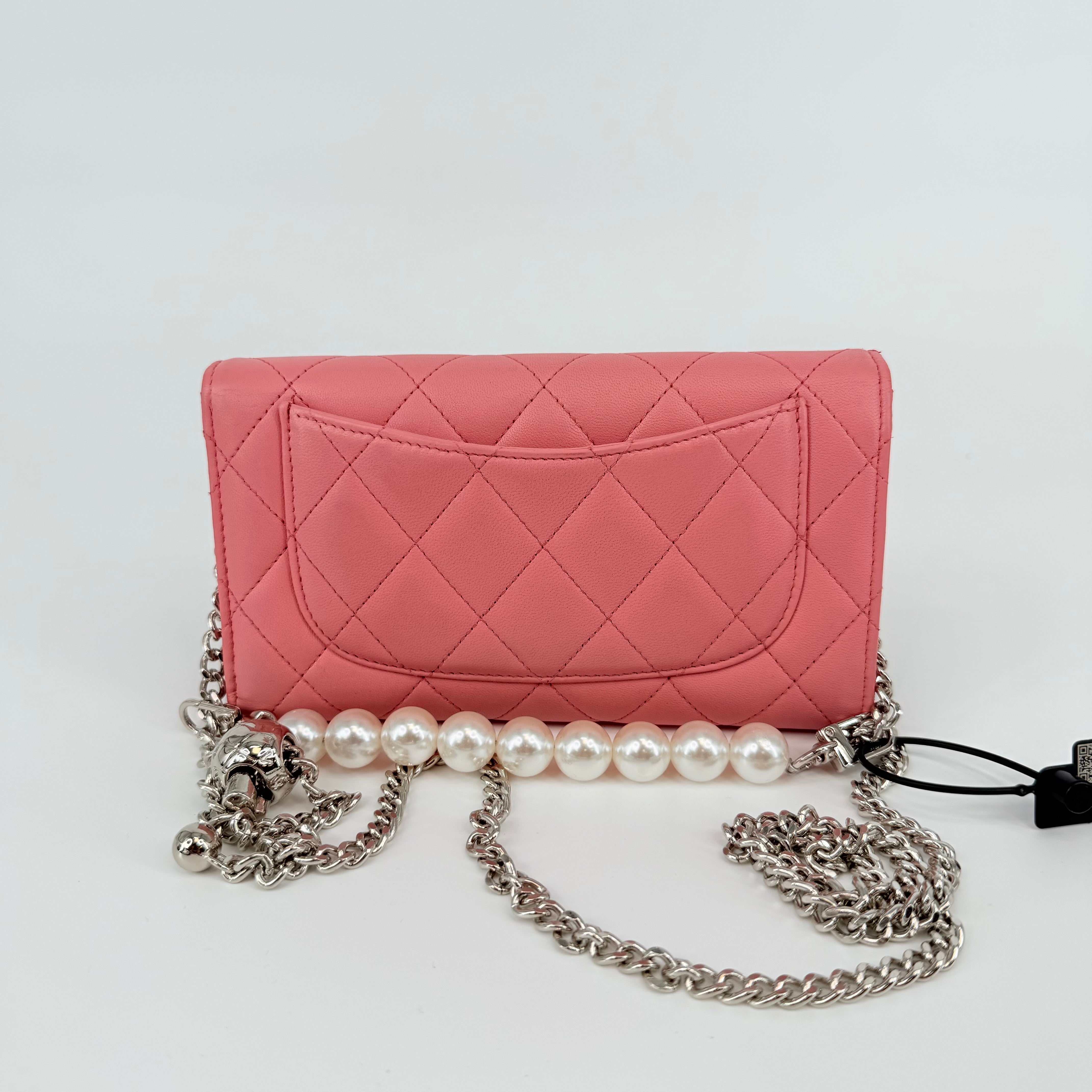 CHANEL CC Portafogli Clutch Wallet On Chain Pelle Rosa Pink