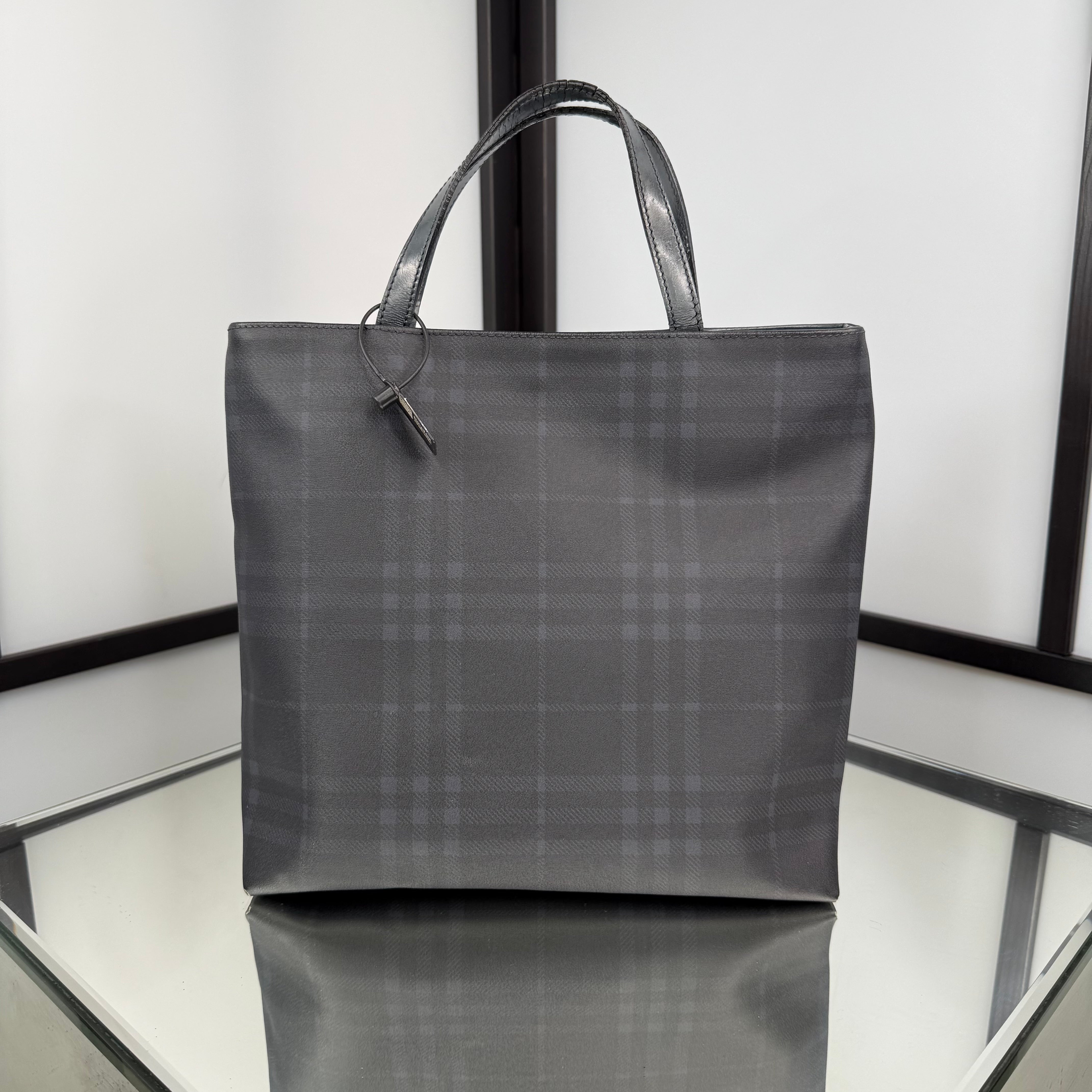 Burberry Navy Checkered Tote Bag
