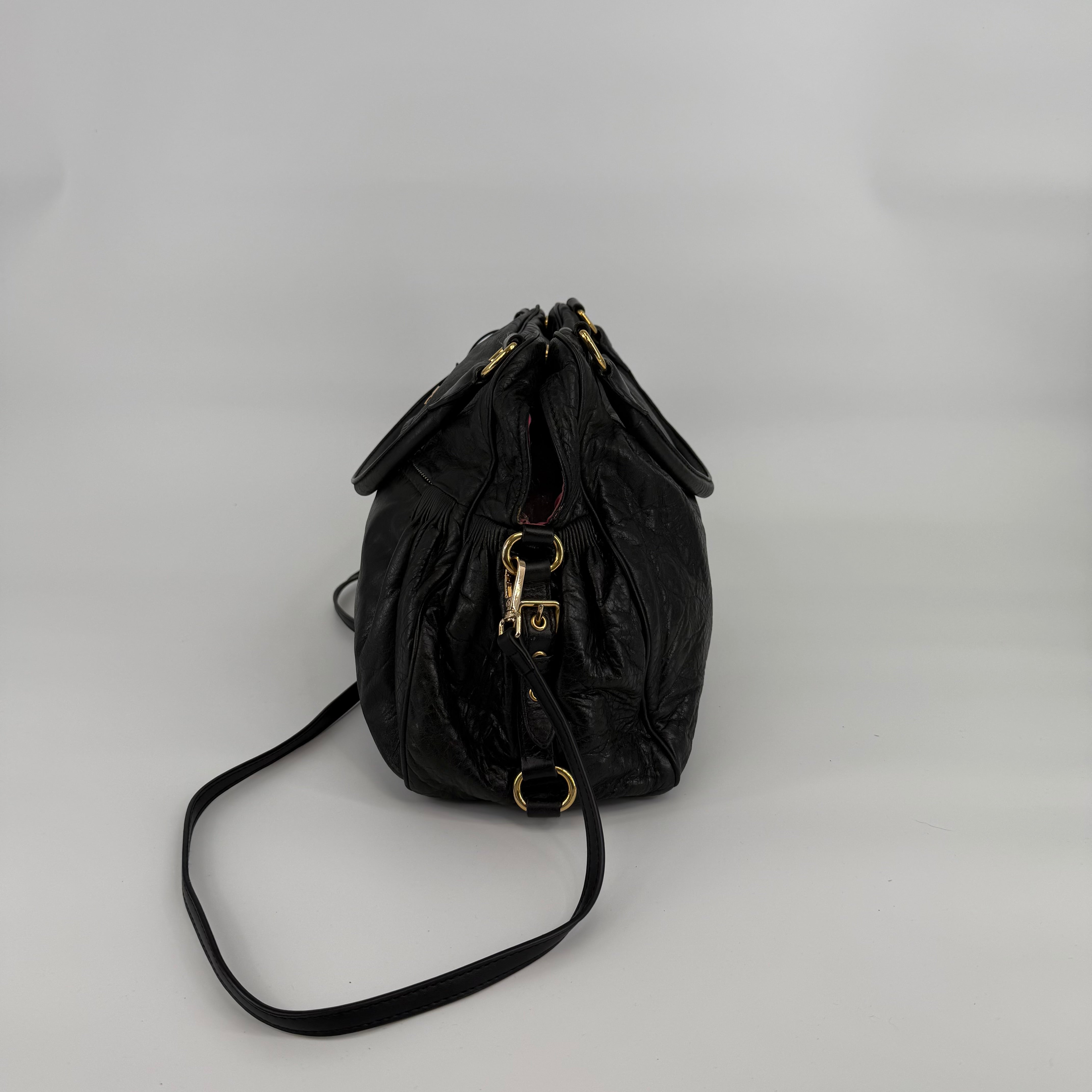 MIU MIU Black Leather Satchel Handbag