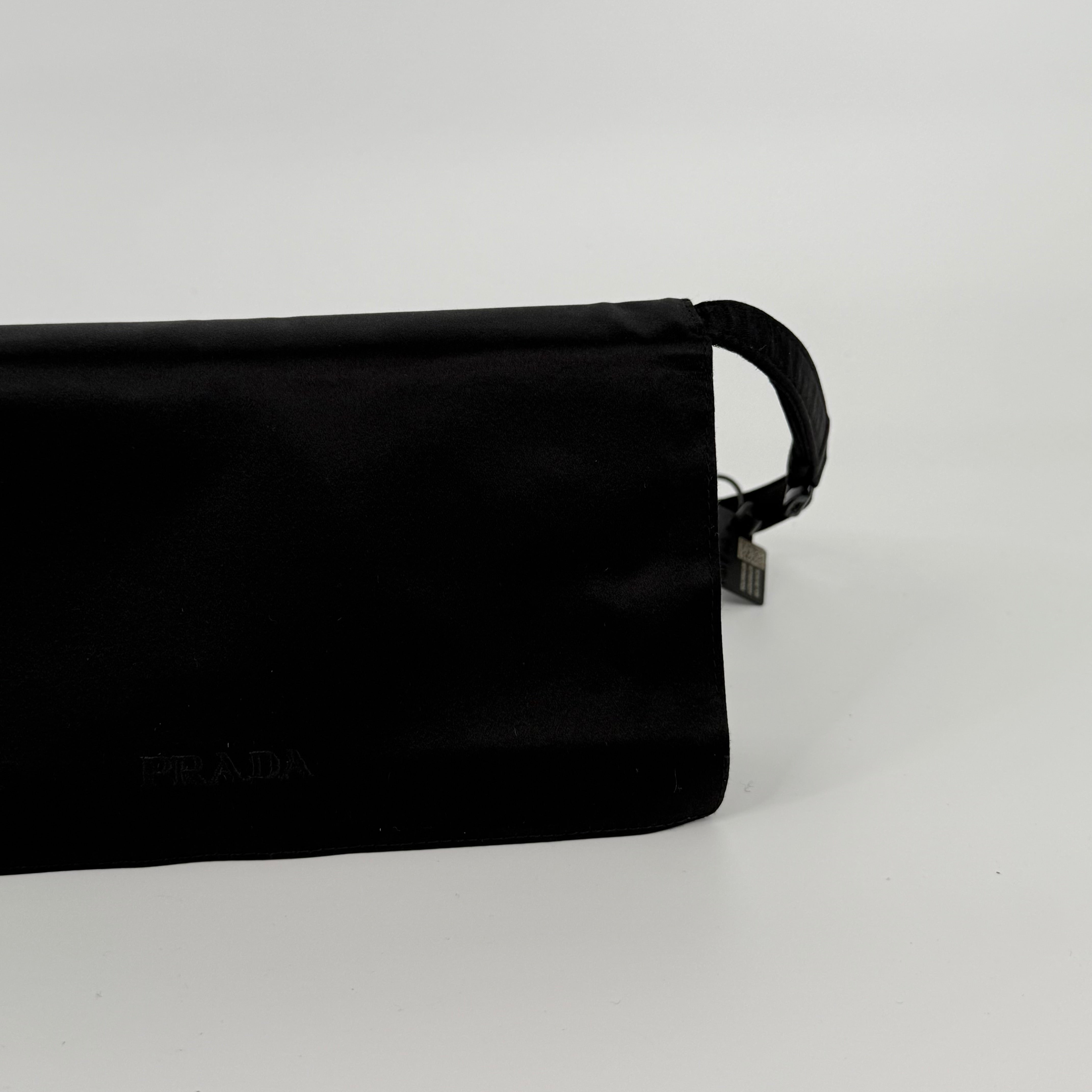 Prada Suede Black Pochette Shoulder Bag