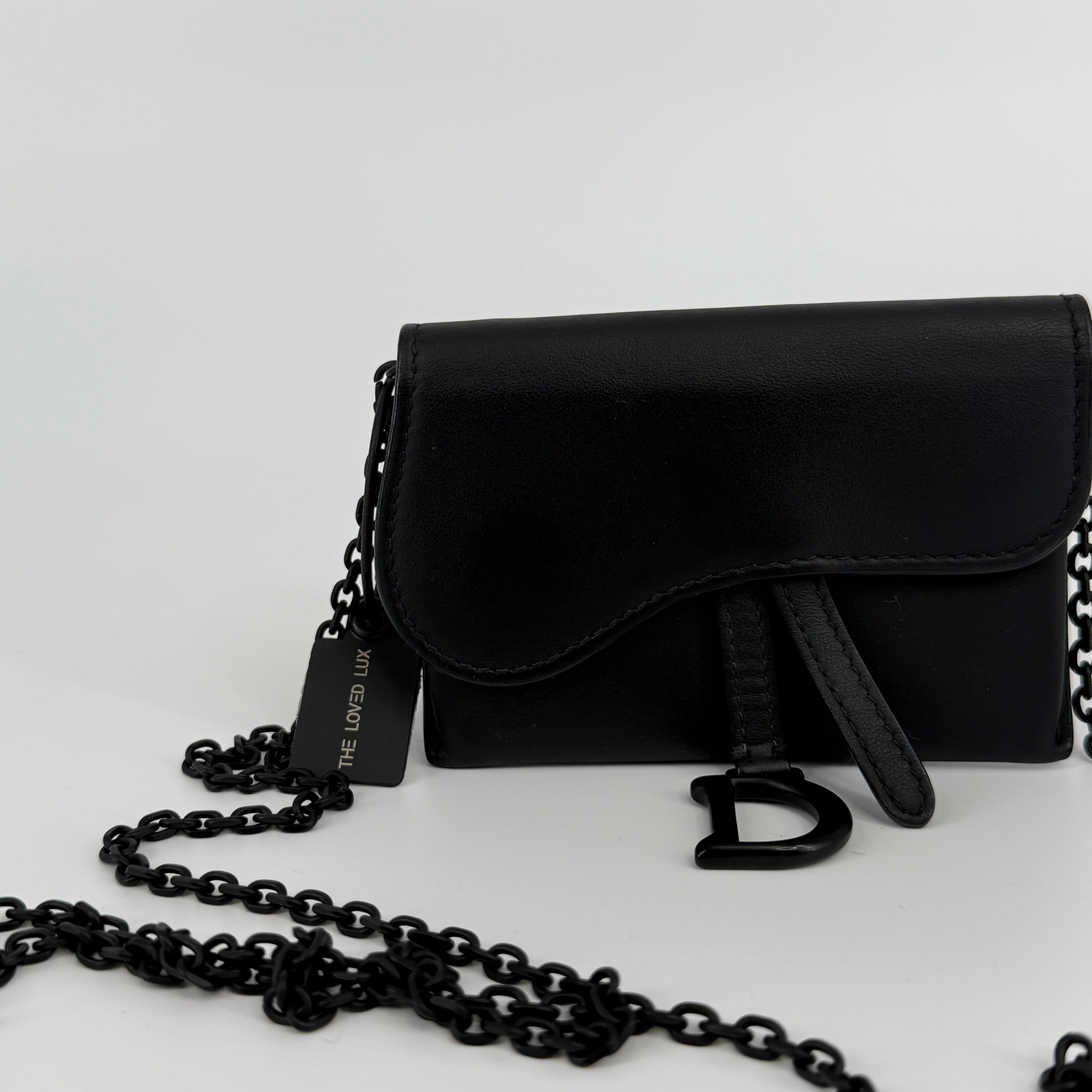 DIOR Black Saddle Wallet On Chain