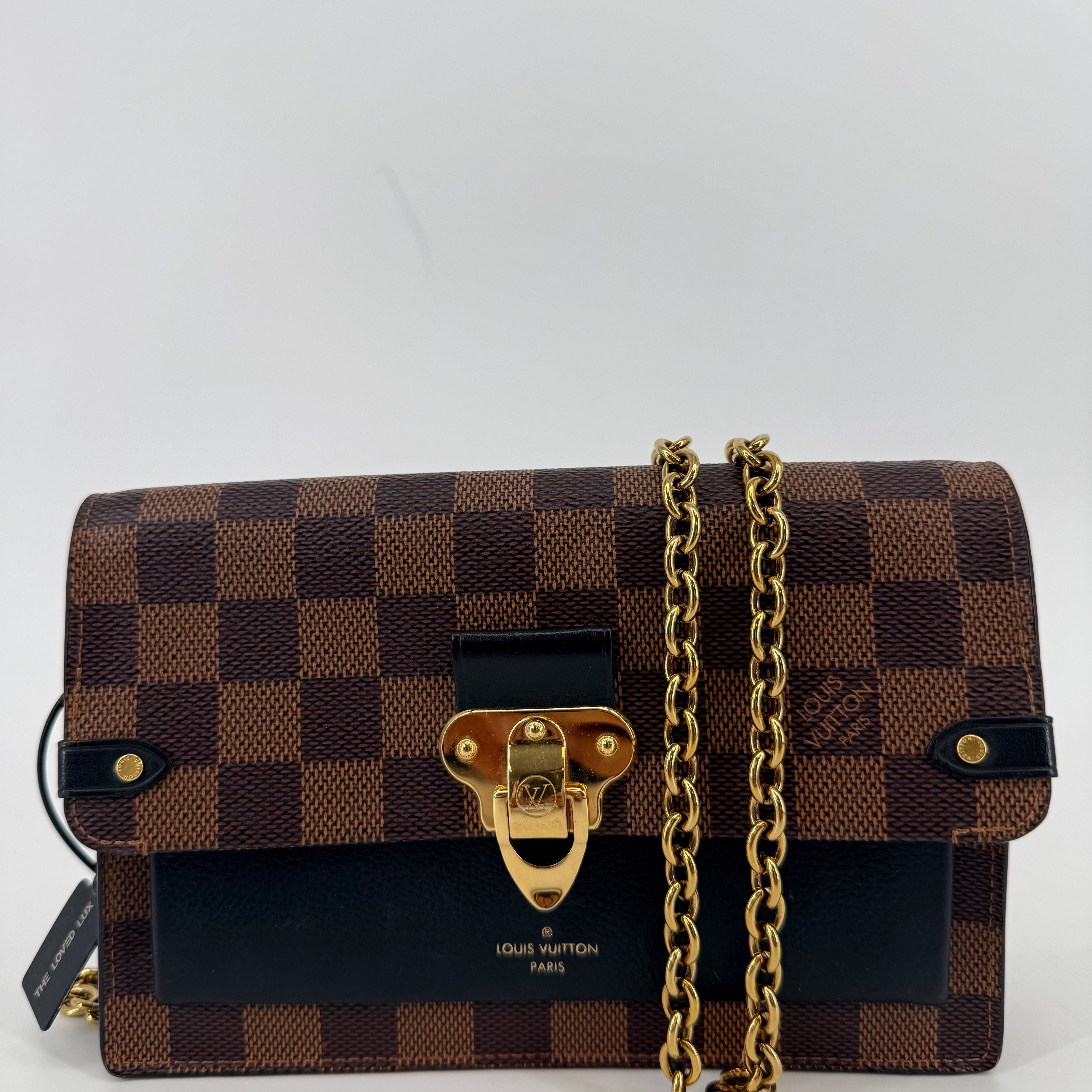 Louis Vuitton Damier Ebene Vavin Crossbody Bag With Gold Chain (L-436)
